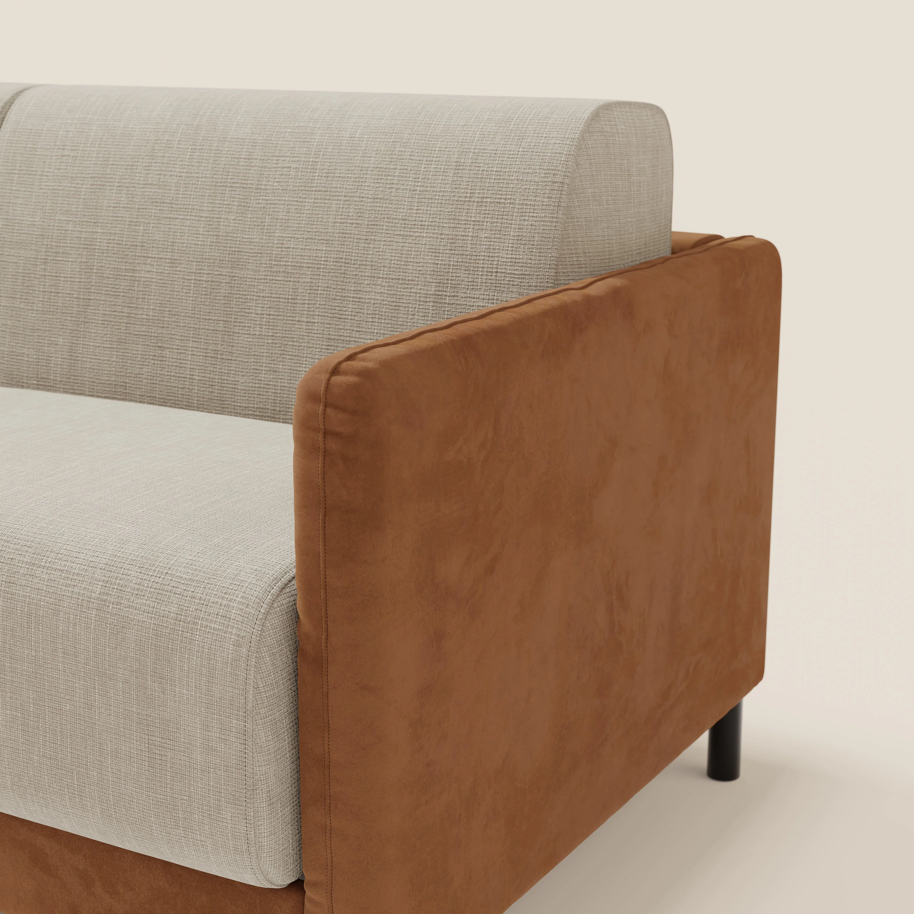 Narciso canapĂ© convertible design avec matelas H18 cm, bicolor, structure en microfibre antitache et revĂȘtement en Ă©lĂ©gant tissu impermĂ©able T06 cuir - crĂšme - Image 5