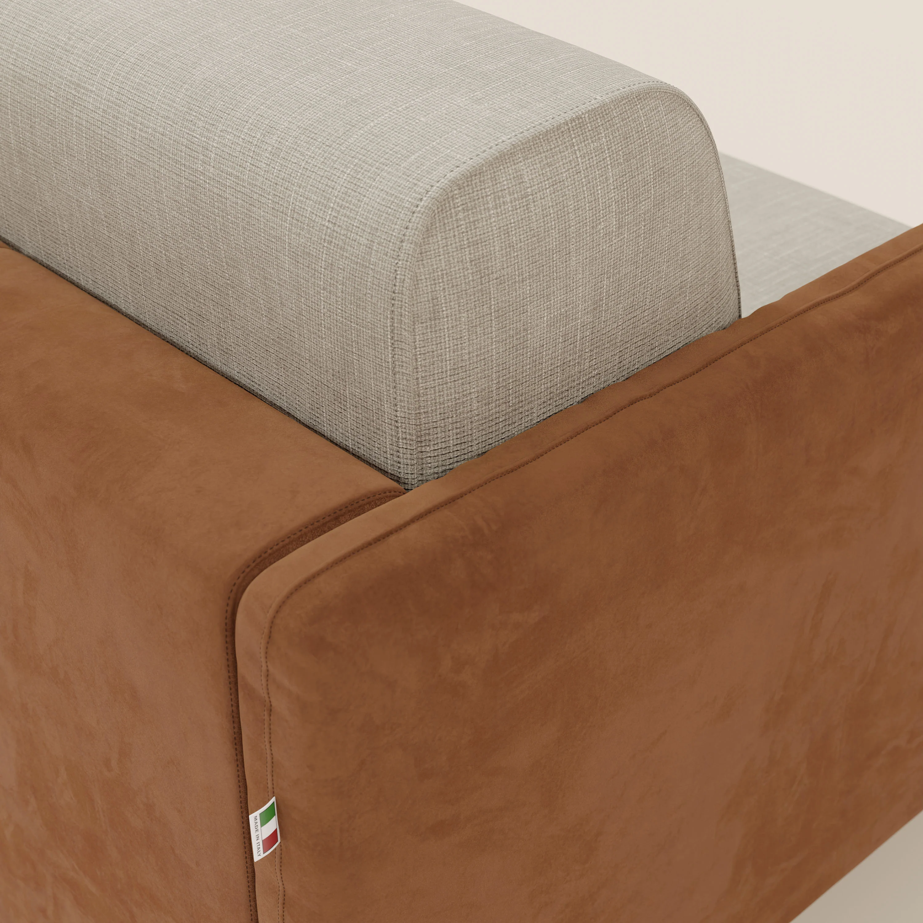 Narciso canapĂ© convertible design avec matelas H18 cm, bicolor, structure en microfibre antitache et revĂȘtement en Ă©lĂ©gant tissu impermĂ©able T06 cuir - crĂšme - Image 8