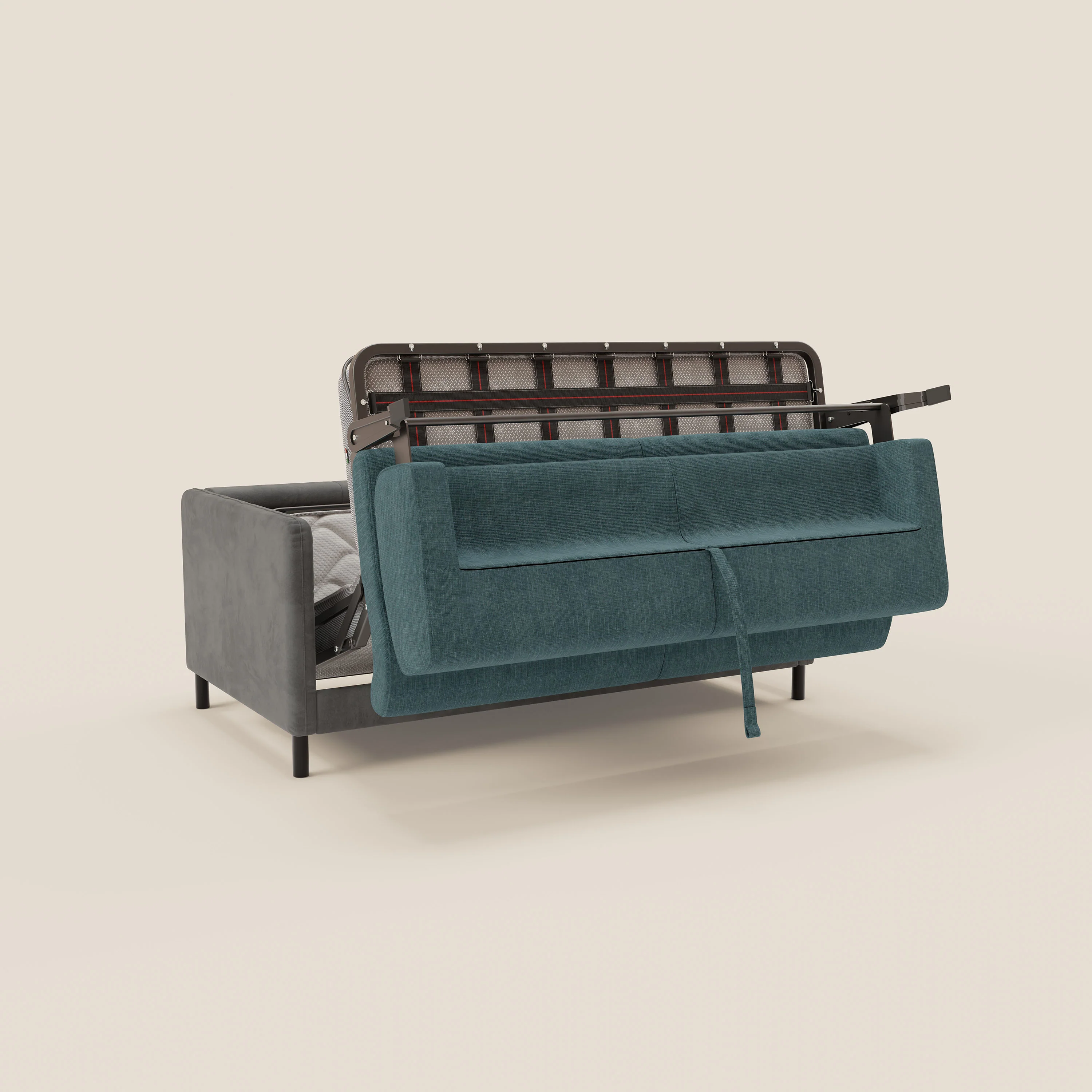 Narciso canapé convertible design avec matelas H18 cm, bicolor, structure en microfibre antitache et revêtement en élégant tissu imperméable T06 gris - bleu ciel - Image 10