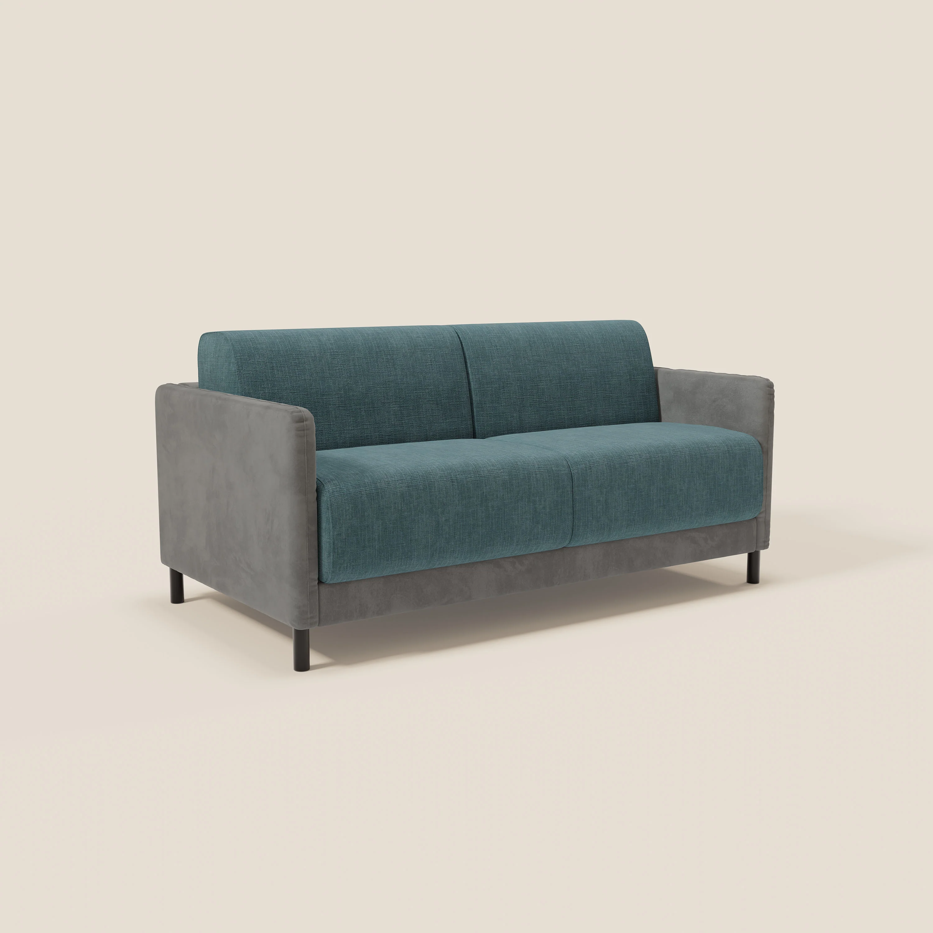 Narciso canapé convertible design avec matelas H18 cm, bicolor, structure en microfibre antitache et revêtement en élégant tissu imperméable T06 gris - bleu ciel - Image 3