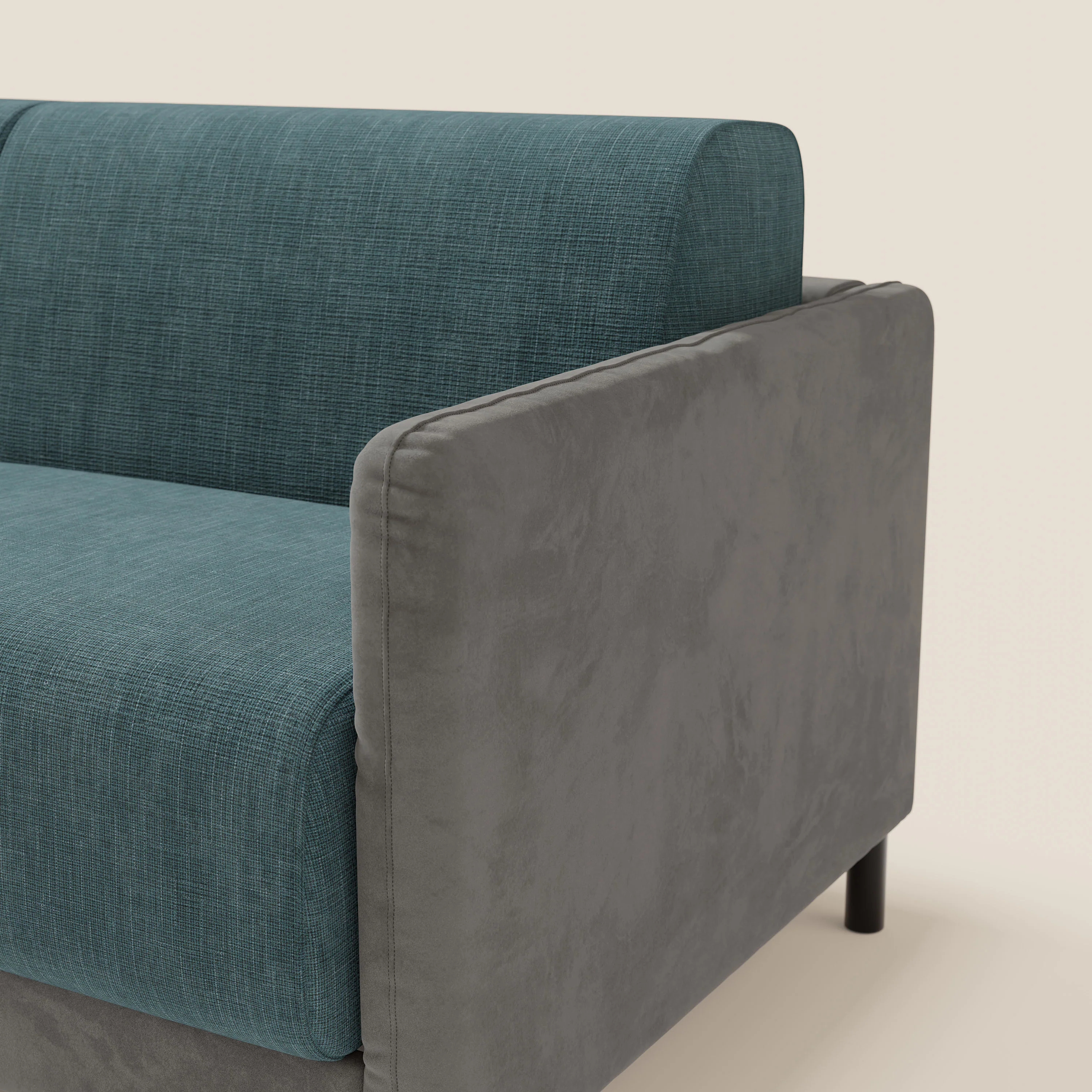 Narciso canapé convertible design avec matelas H18 cm, bicolor, structure en microfibre antitache et revêtement en élégant tissu imperméable T06 gris - bleu ciel - Image 5