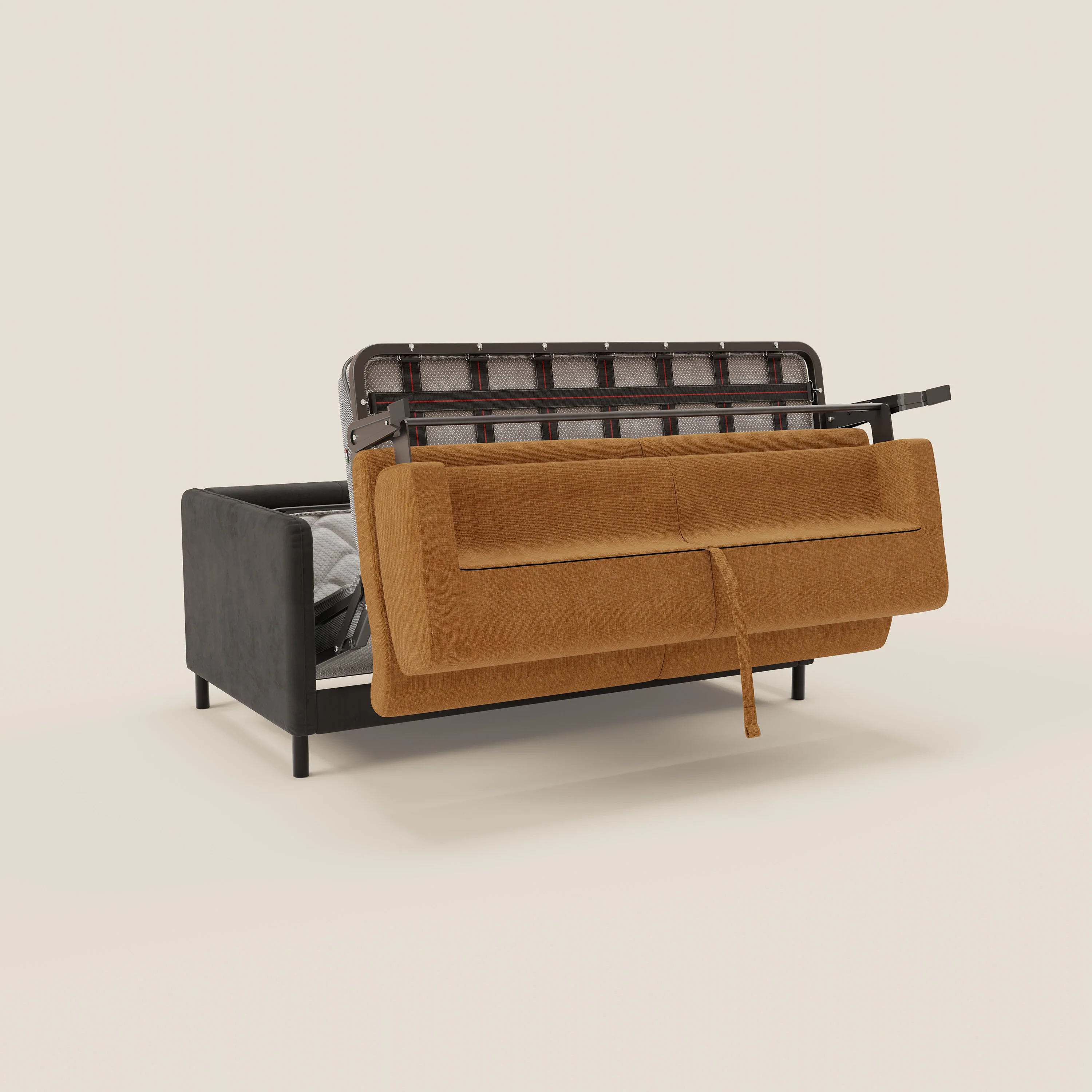 Narciso canapé convertible design avec matelas H18 cm, bicolor, structure en microfibre antitache et revêtement en élégant tissu imperméable T06 noir - ocre - Image 10