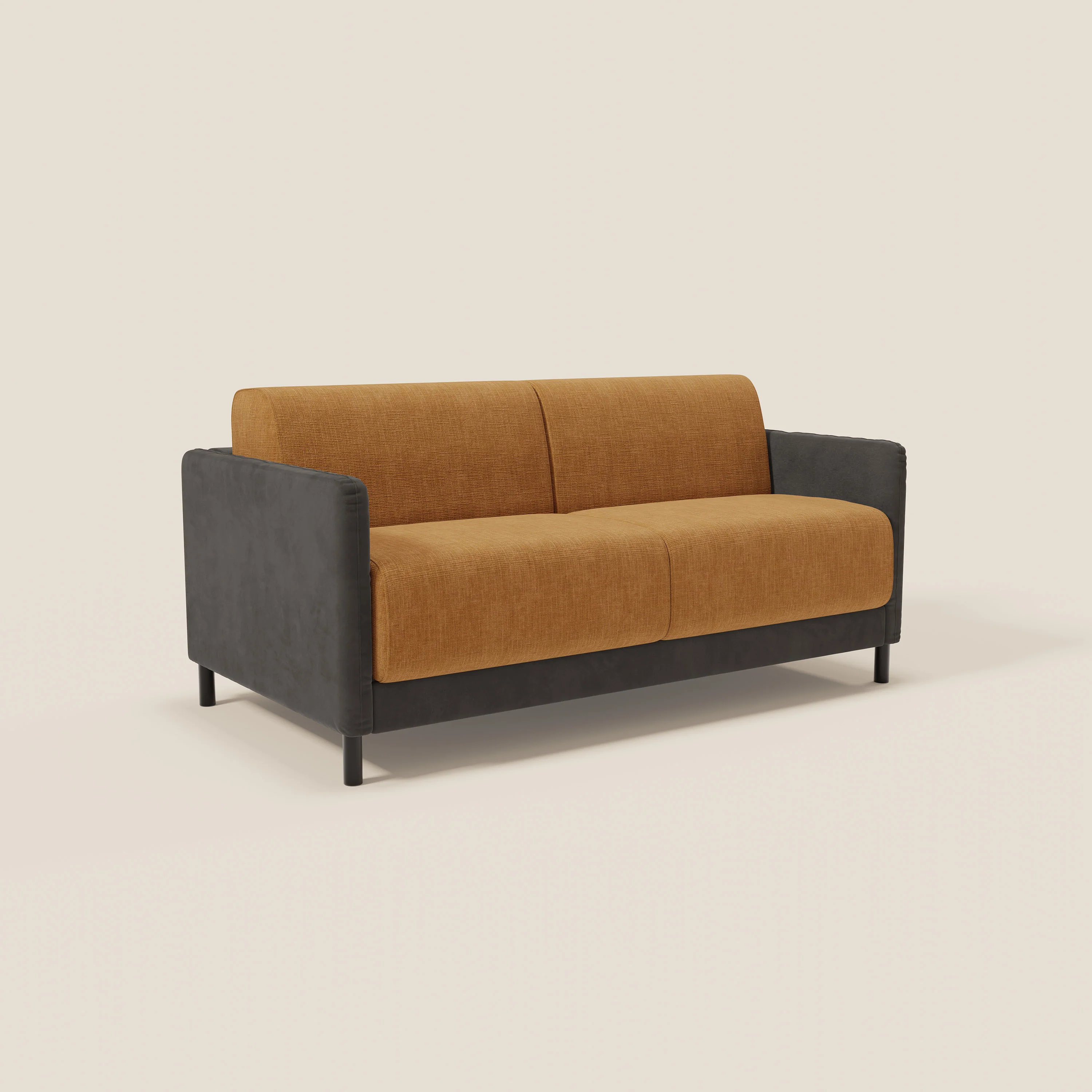 Narciso canapé convertible design avec matelas H18 cm, bicolor, structure en microfibre antitache et revêtement en élégant tissu imperméable T06 noir - ocre - Image 3