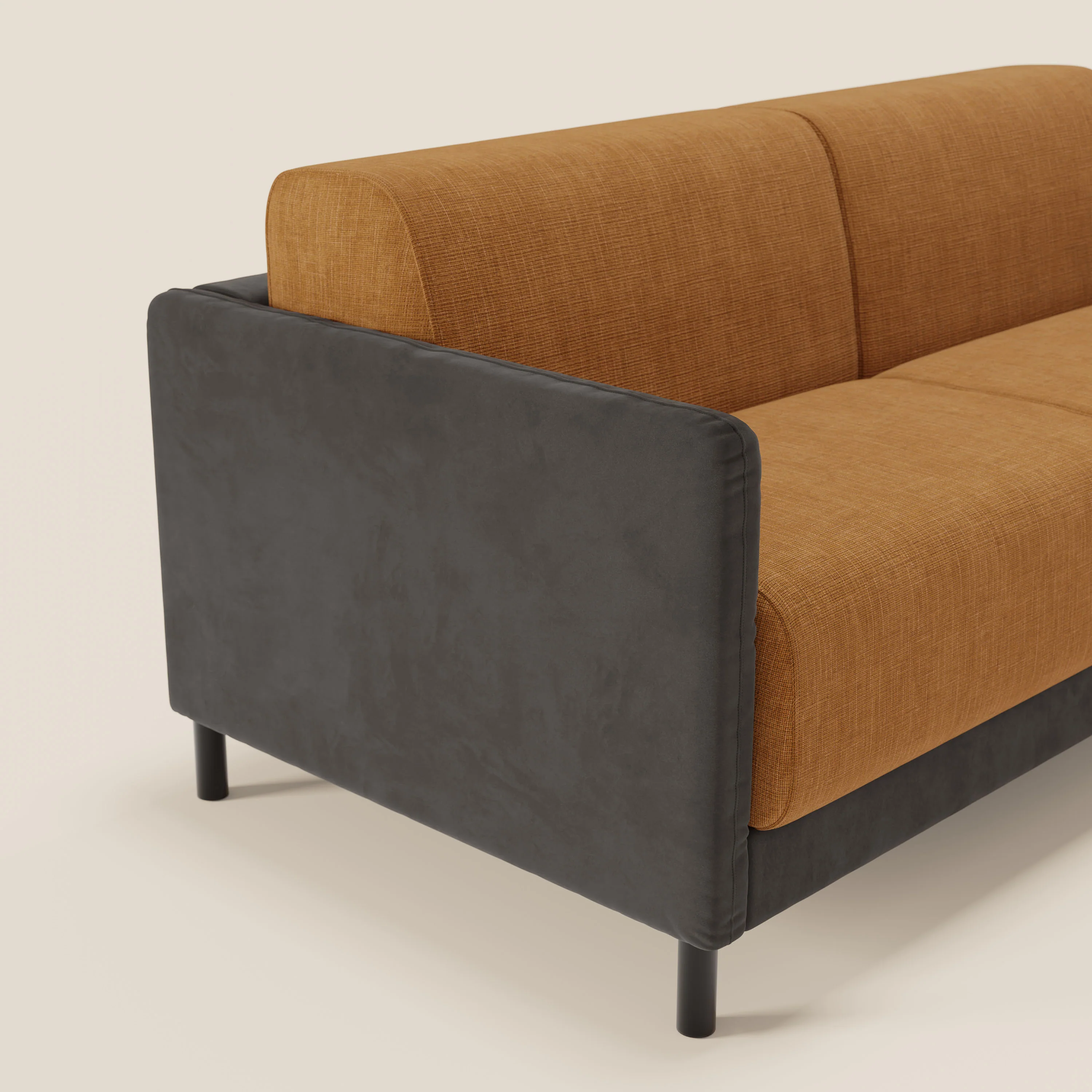 Narciso canapé convertible design avec matelas H18 cm, bicolor, structure en microfibre antitache et revêtement en élégant tissu imperméable T06 noir - ocre - Image 4