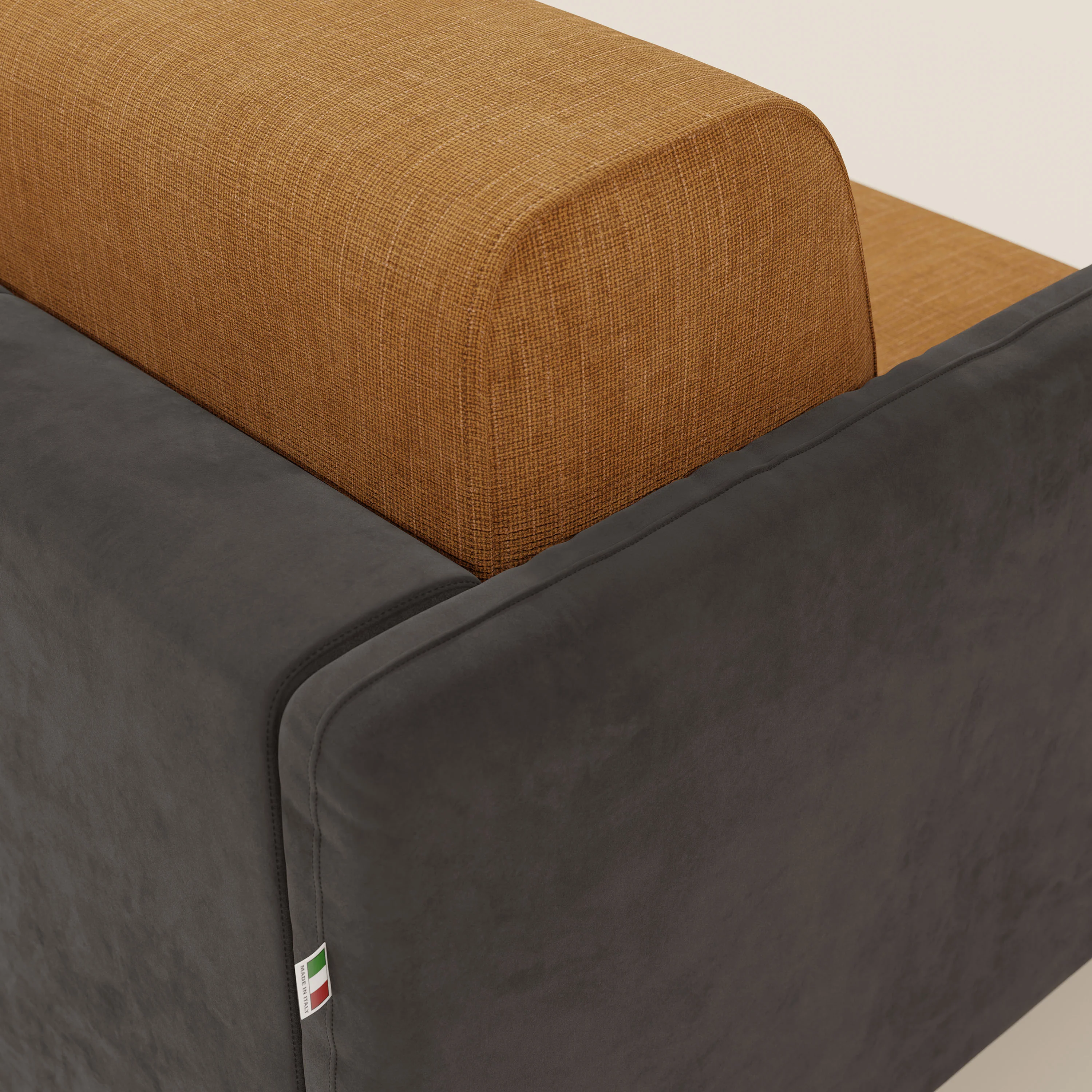 Narciso canapé convertible design avec matelas H18 cm, bicolor, structure en microfibre antitache et revêtement en élégant tissu imperméable T06 noir - ocre - Image 8