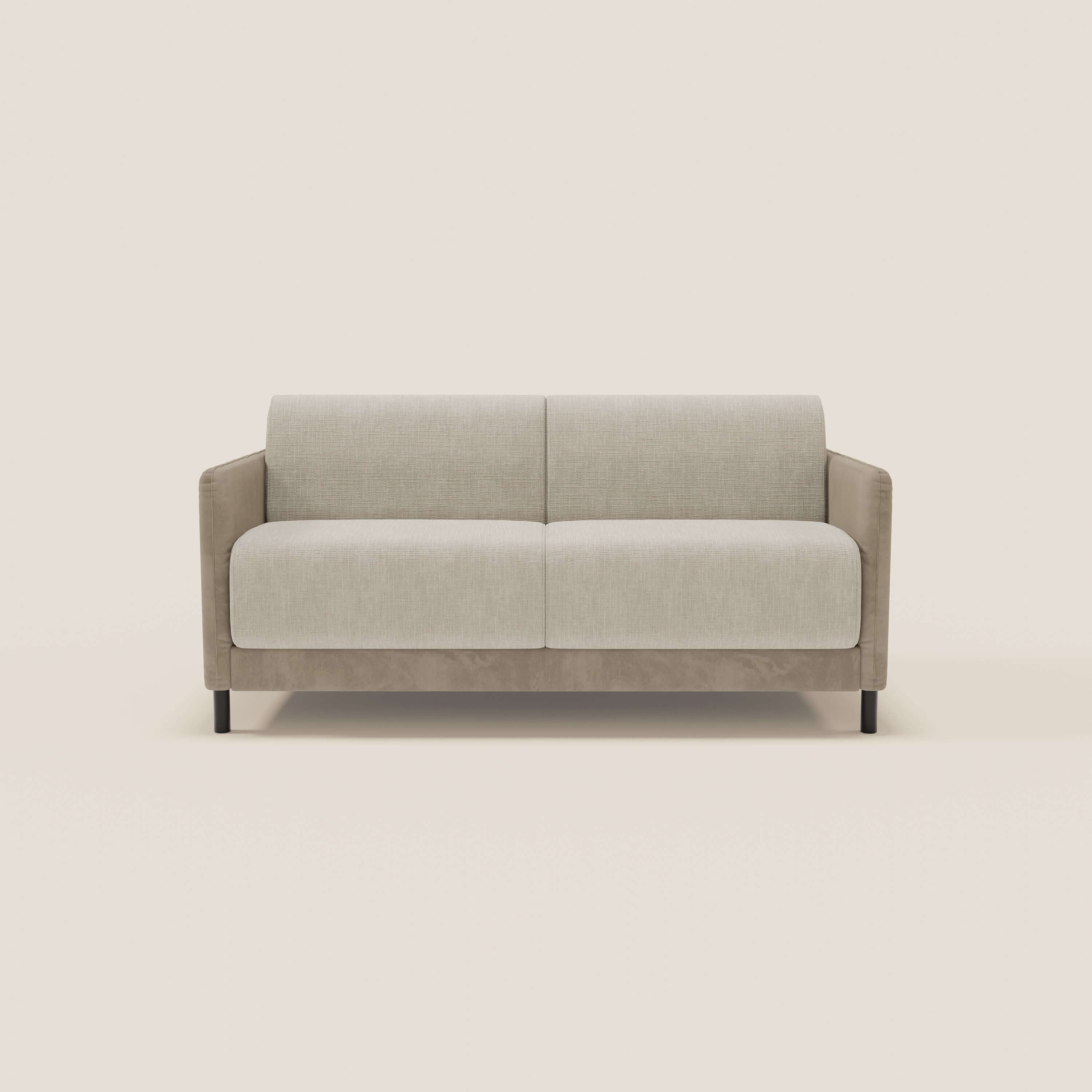 Narciso canapé convertible design avec matelas H18 cm, bicolor, structure en microfibre antitache et revêtement en élégant tissu imperméable T06 taupe - crème