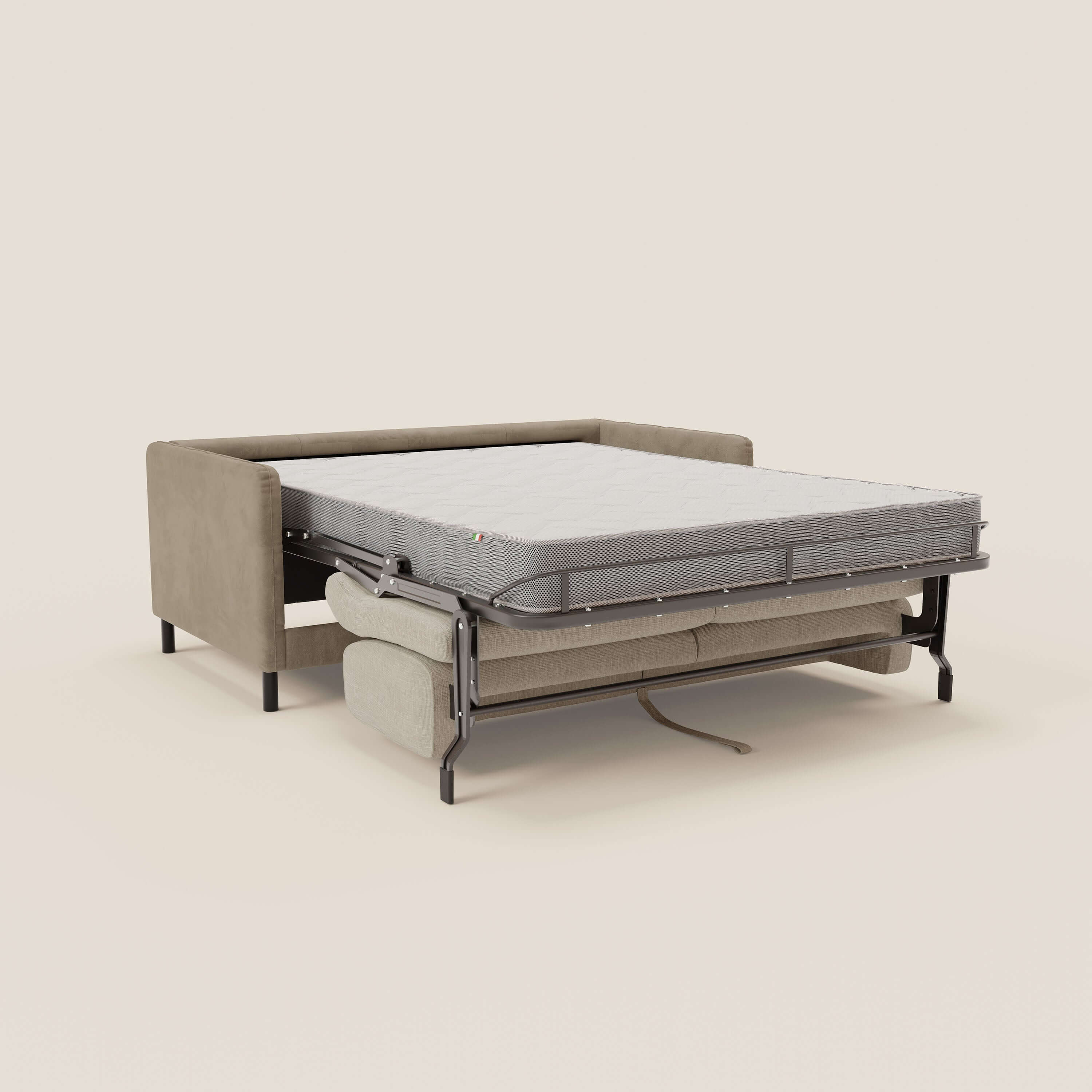 Narciso canapé convertible design avec matelas H18 cm, bicolor, structure en microfibre antitache et revêtement en élégant tissu imperméable T06 taupe - crème - Image 11