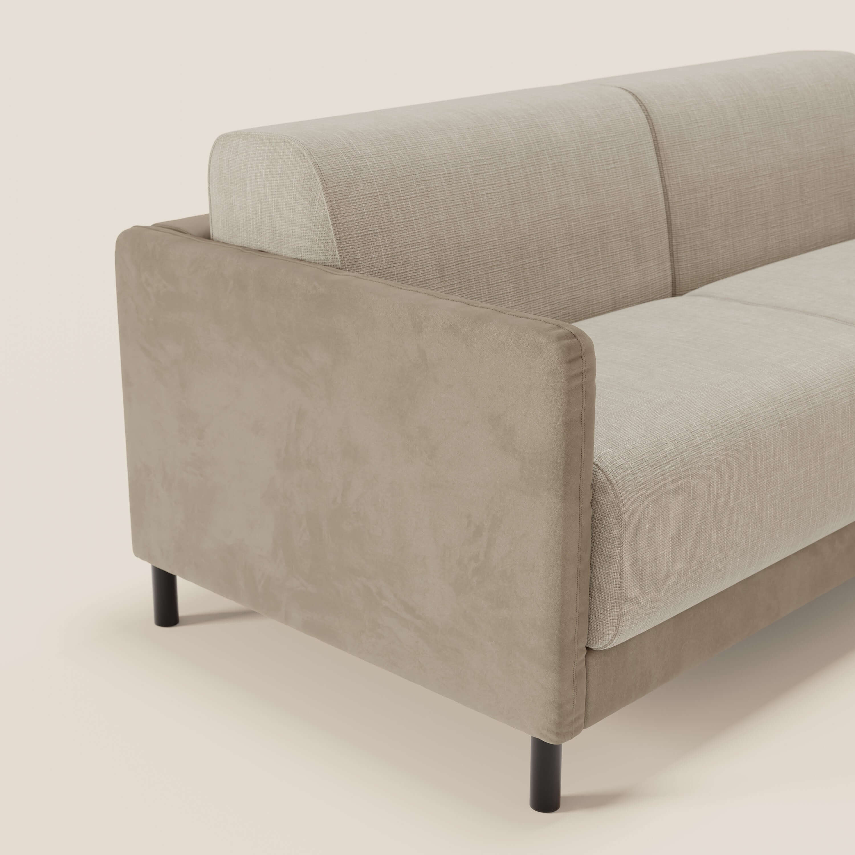 Narciso canapé convertible design avec matelas H18 cm, bicolor, structure en microfibre antitache et revêtement en élégant tissu imperméable T06 taupe - crème - Image 4