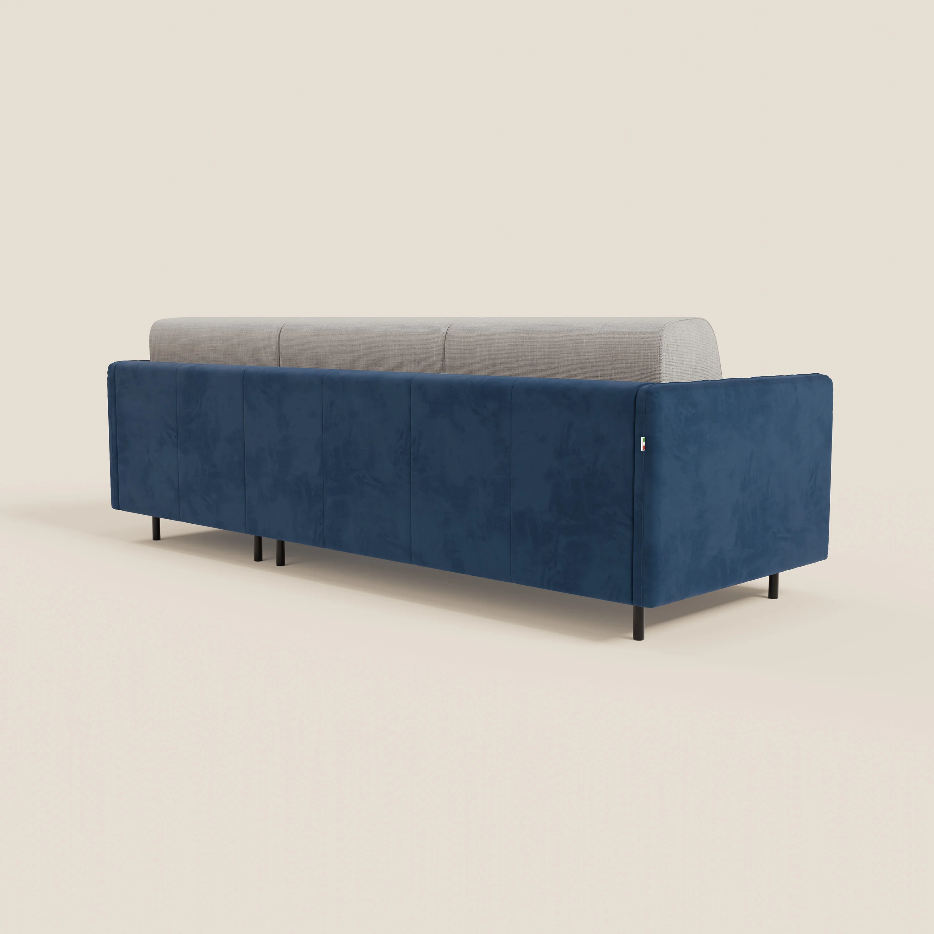 Narciso canapé d'angle convertible avec matelas H18 cm et chaise longue coffre en tissu bicouleur T11 et T06 bleu - gris clair - Image 7