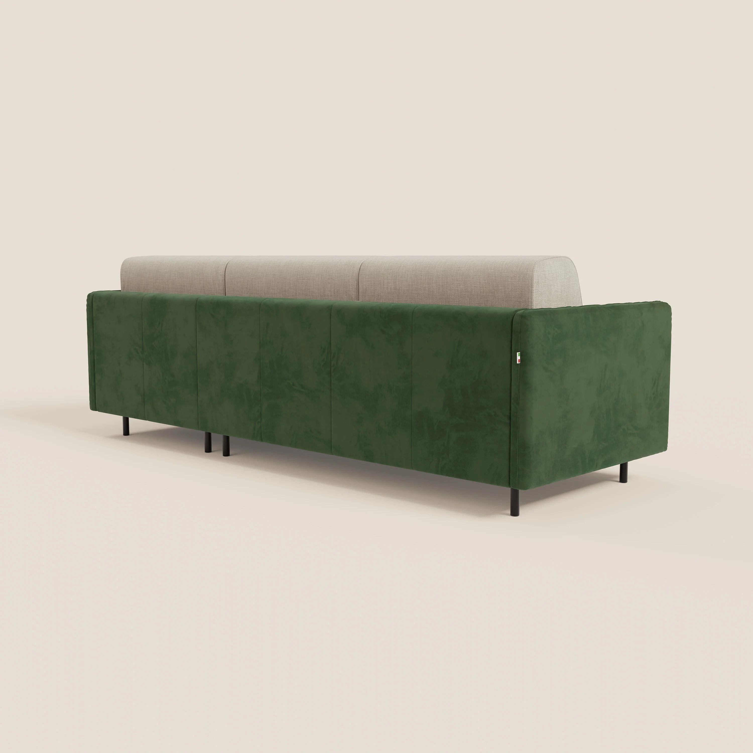 Narciso canapé d'angle convertible avec matelas H18 cm et chaise longue coffre en tissu bicouleur T11 et T06 vert - crème - Image 7