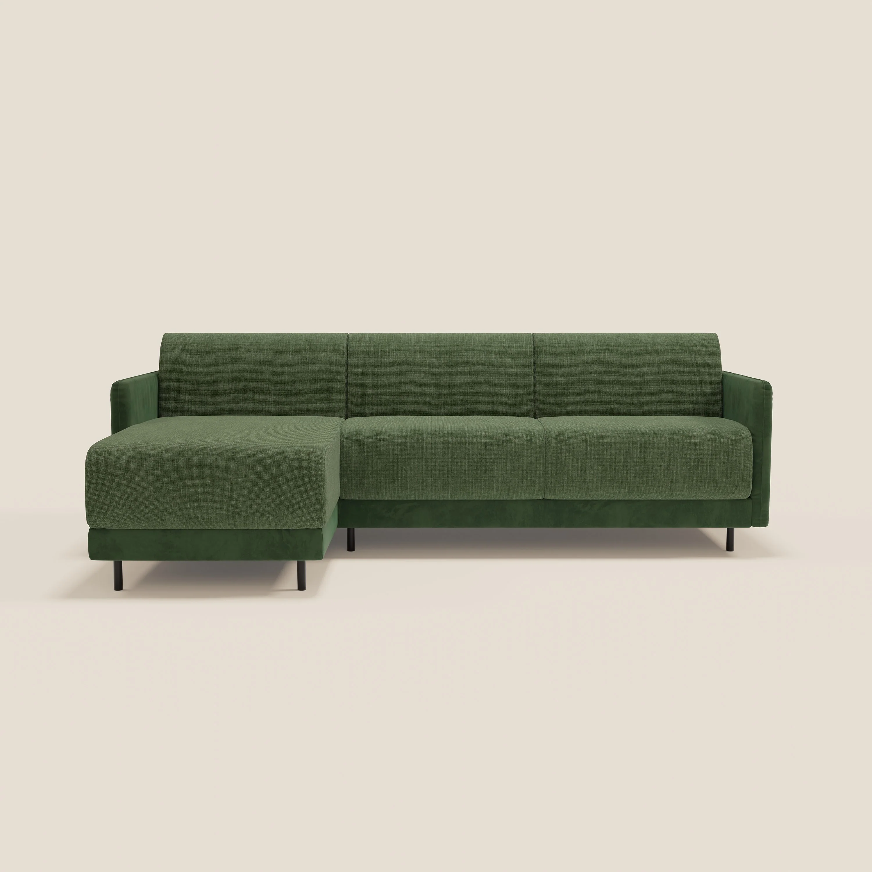 Narciso canapé d'angle convertible avec matelas H18 cm et chaise longue coffre en tissu bicouleur T11 et T06 vert - vert - Image 12