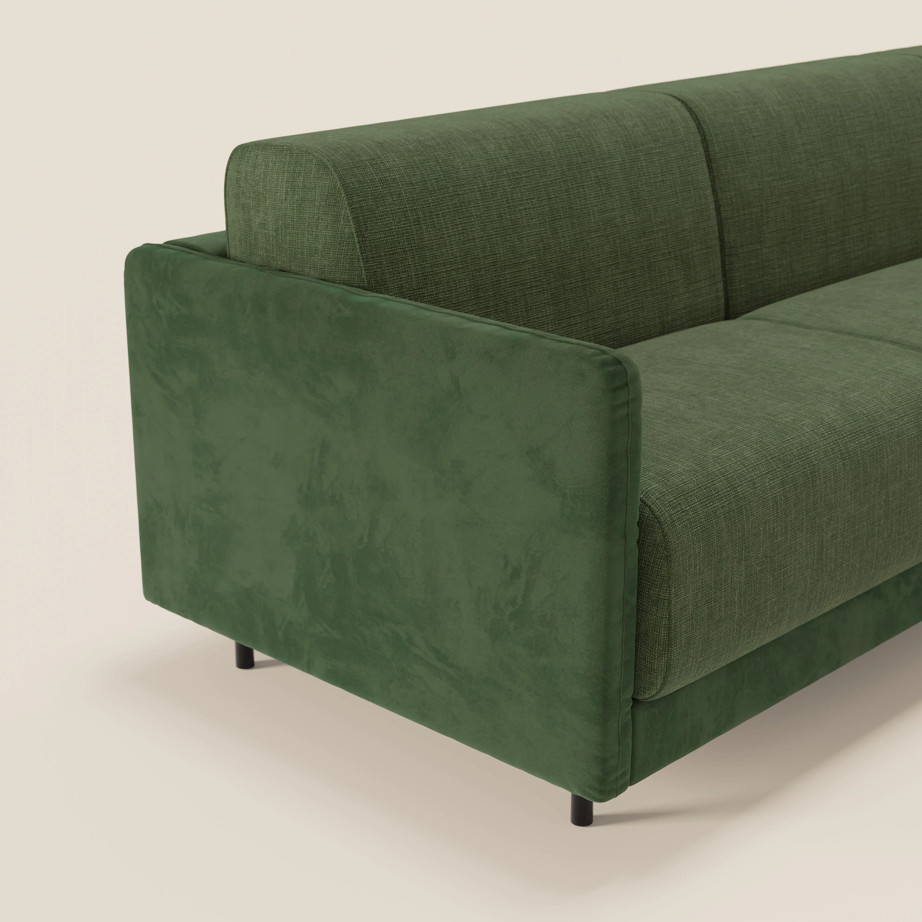 Narciso canapé d'angle convertible avec matelas H18 cm et chaise longue coffre en tissu bicouleur T11 et T06 vert - vert - Image 4
