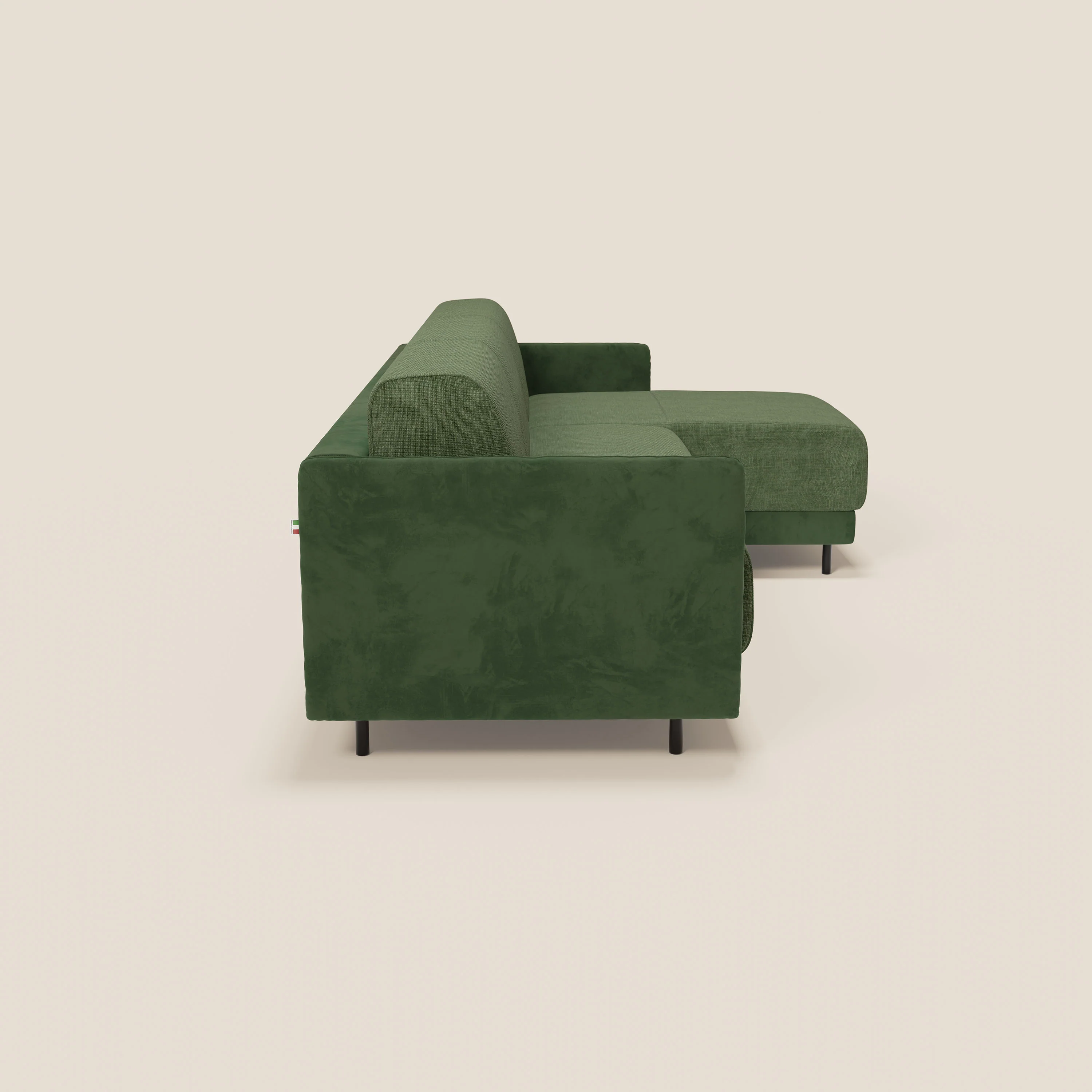Narciso canapé d'angle convertible avec matelas H18 cm et chaise longue coffre en tissu bicouleur T11 et T06 vert - vert - Image 6
