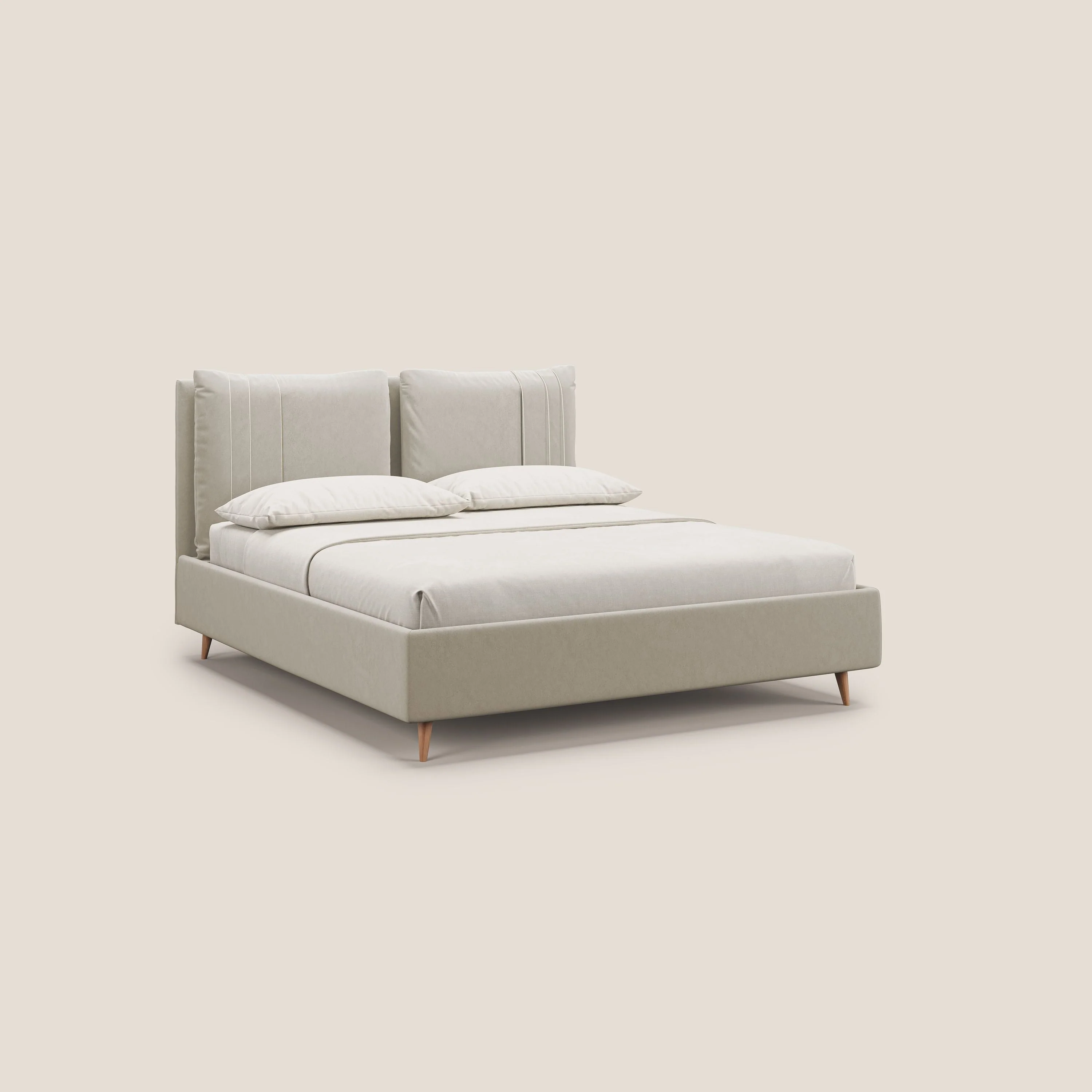 Nathan lit coffre avec coussins réglables et poches en microfibre velours imperméable T09 beige - Image 4