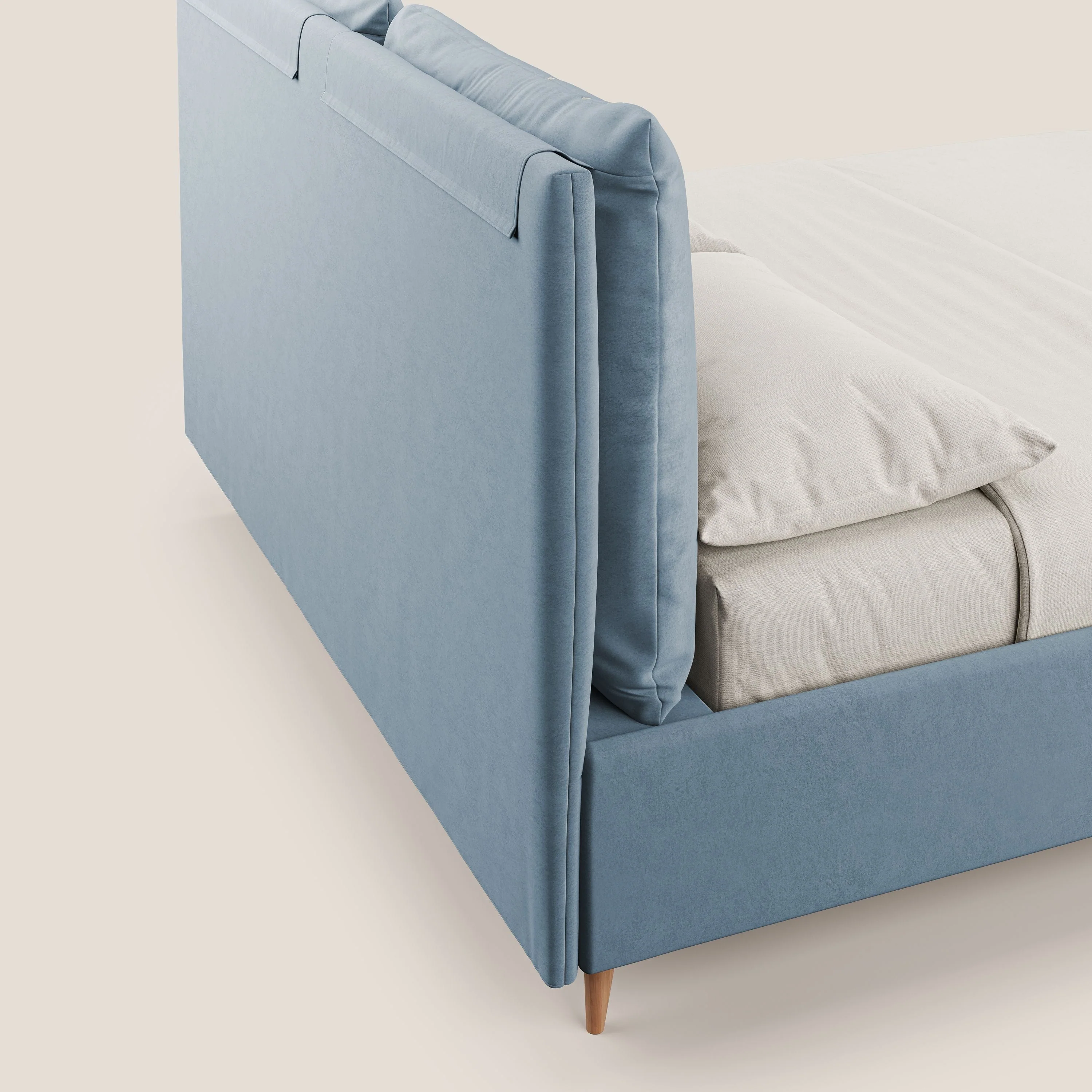 Nathan lit coffre avec coussins réglables et poches en microfibre velours imperméable T09 bleu gris - Image 8
