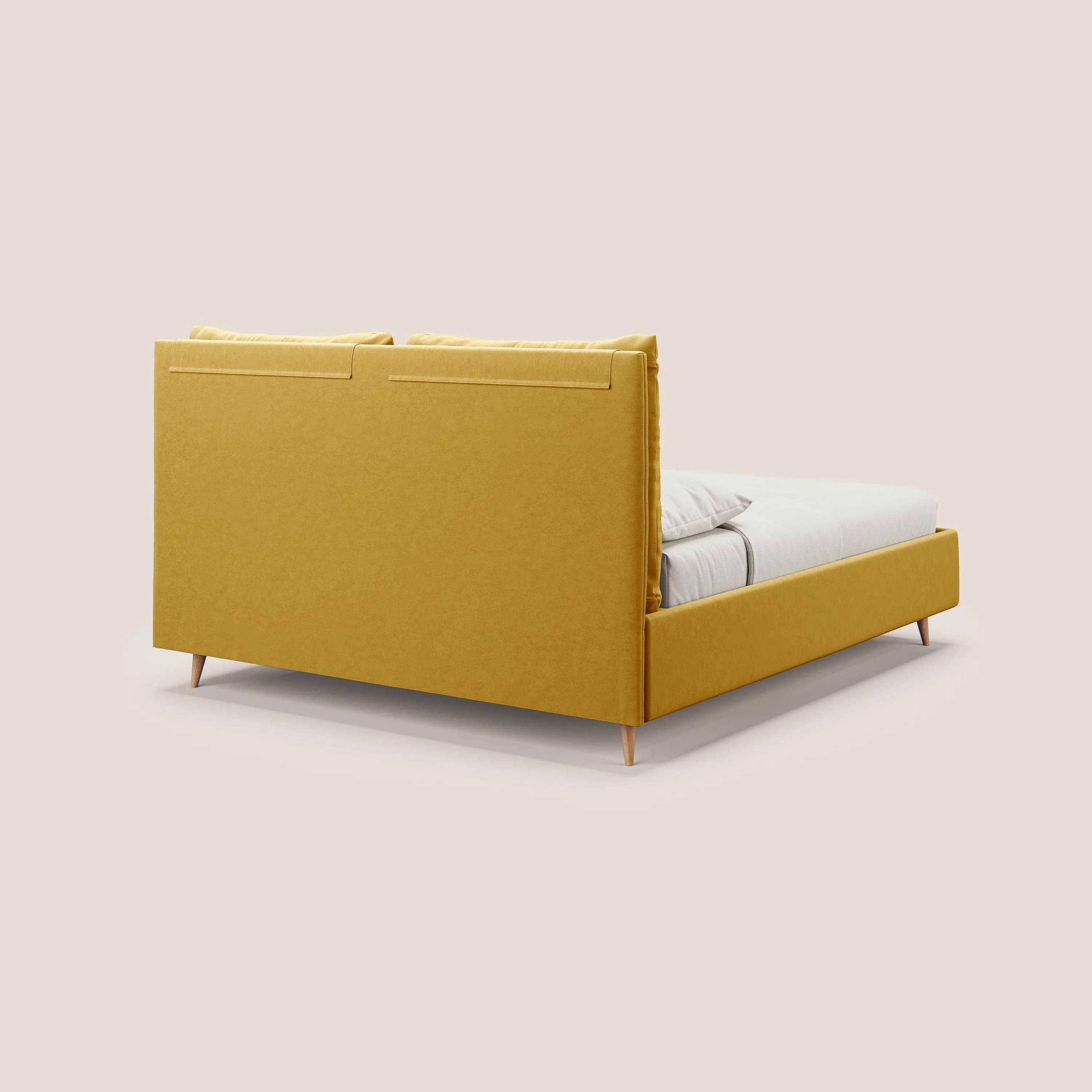 Nathan lit coffre avec coussins réglables et poches en microfibre velours imperméable T09 jaune - Image 6