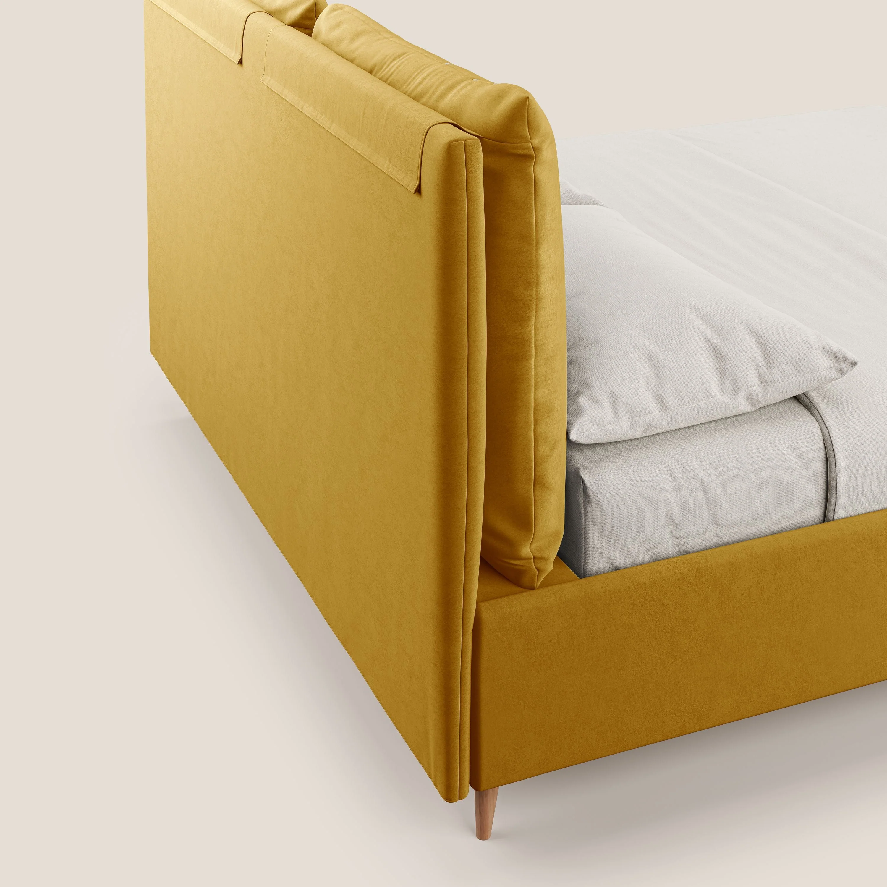 Nathan lit coffre avec coussins réglables et poches en microfibre velours imperméable T09 jaune - Image 8