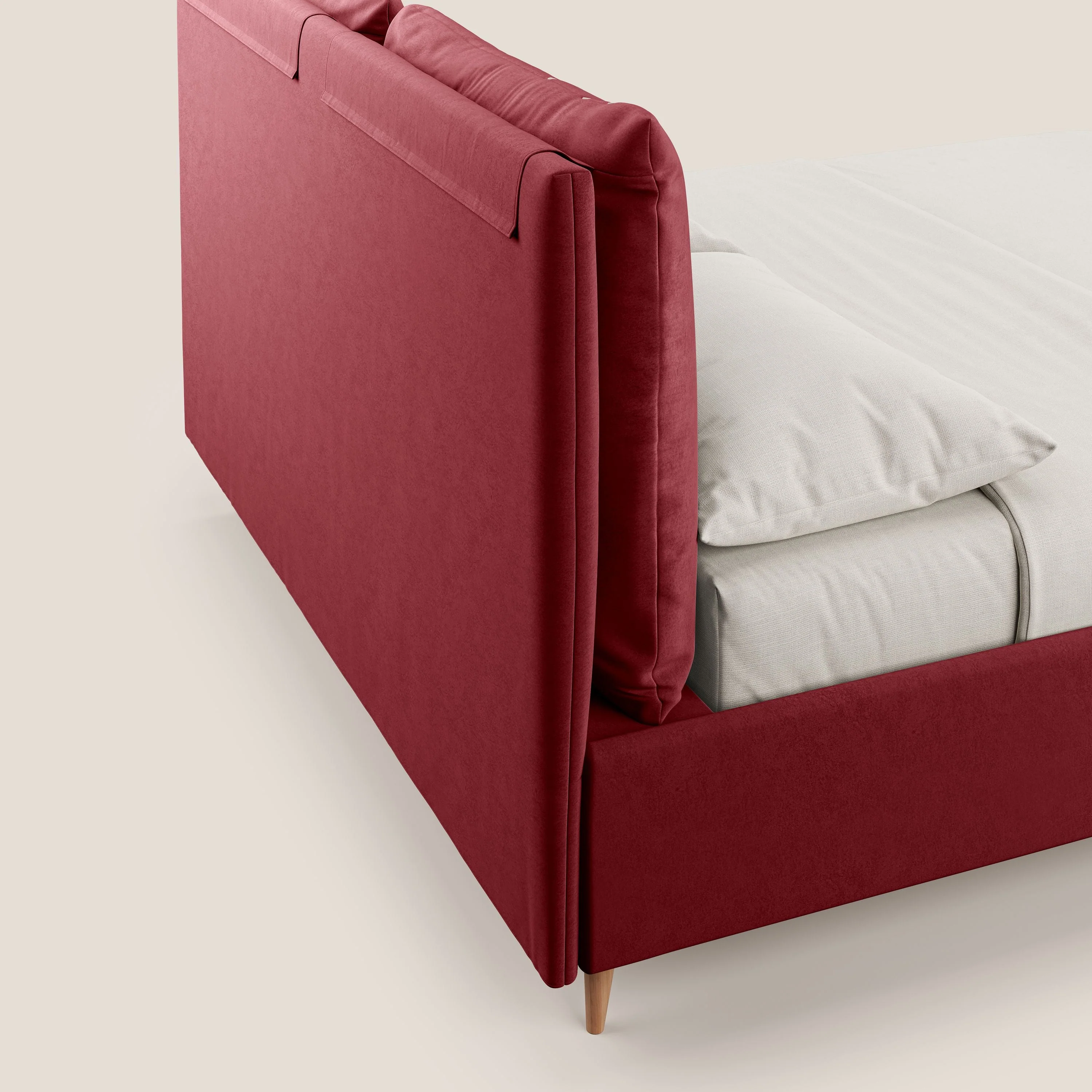 Nathan lit coffre avec coussins réglables et poches en microfibre velours imperméable T09 rouge - Image 8