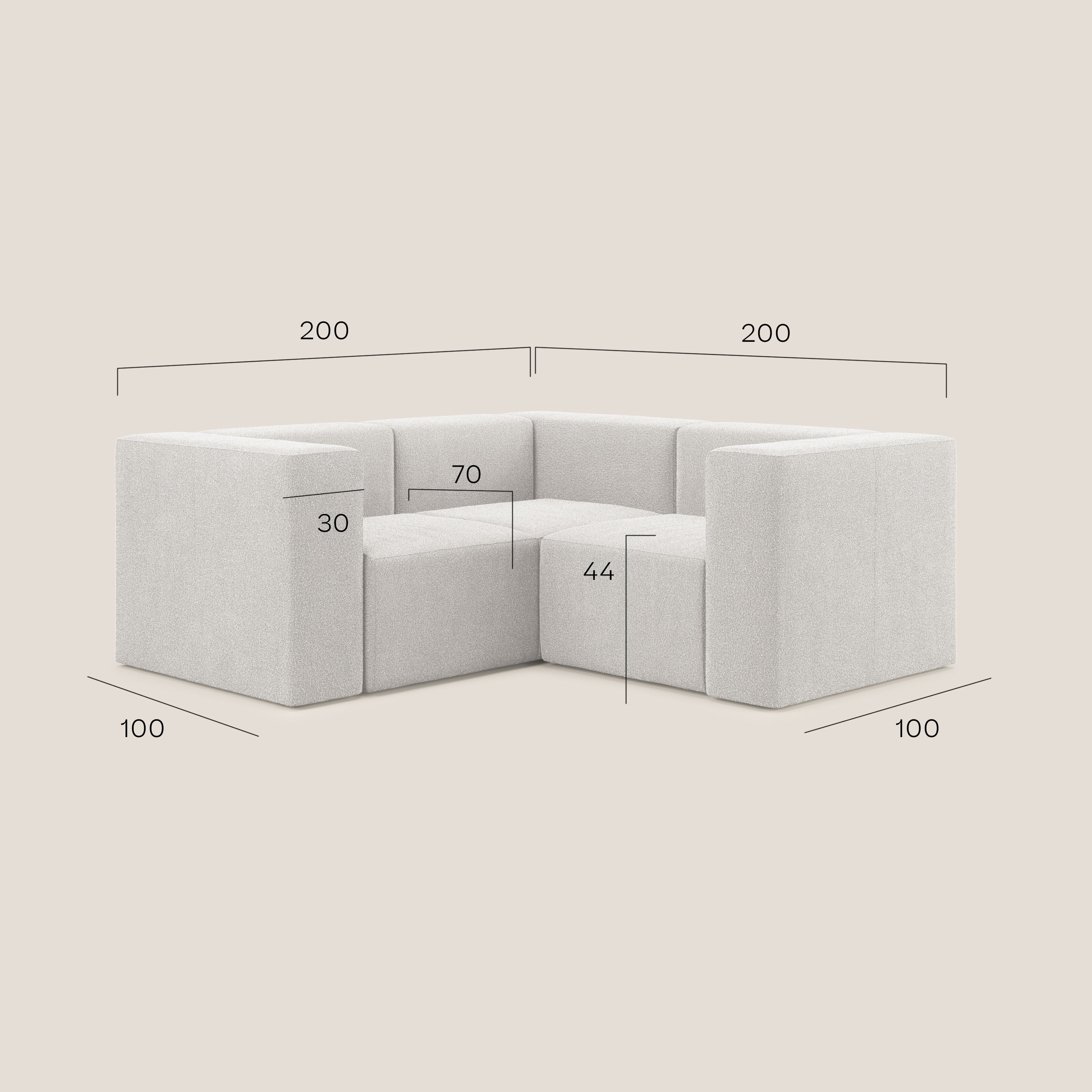 Nettuno canapé d'angle reversible modulable en bouclette douce T07 beige - Image 6