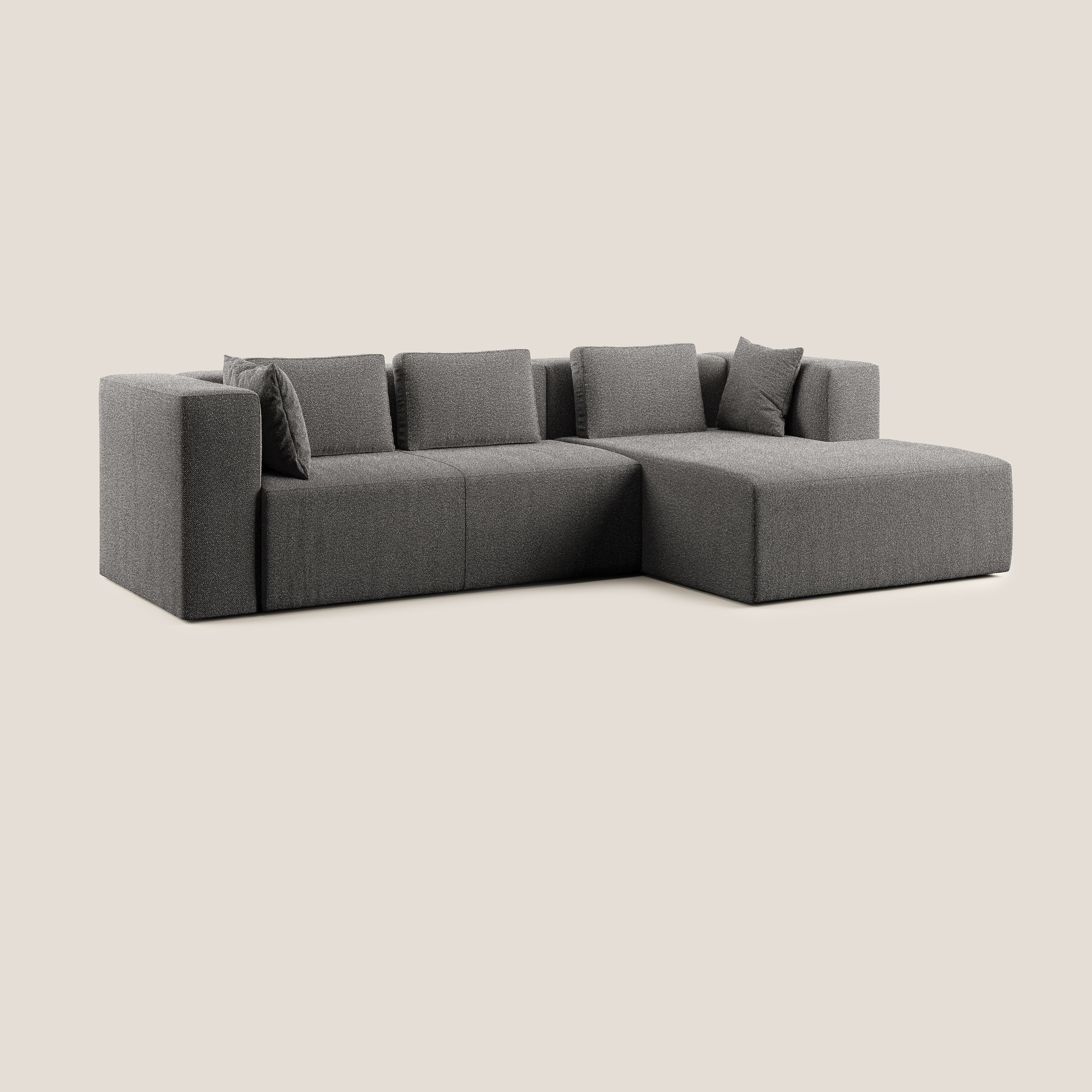 Nettuno canapé d'angle modulable en bouclette douce T07 anthracite - Image 3