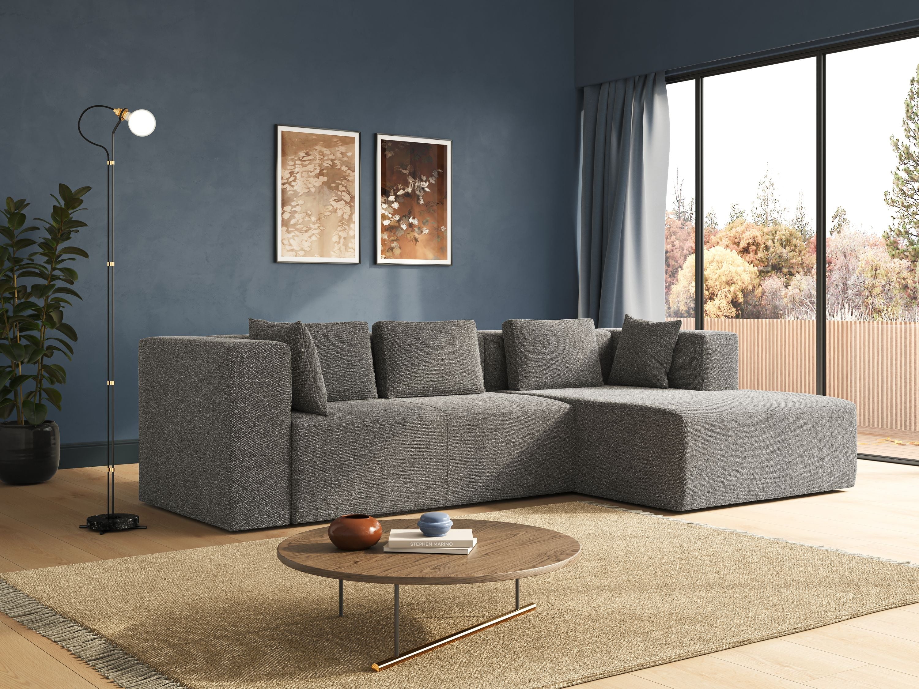 Nettuno canapé d'angle modulable en bouclette douce T07 bleu - Image 12