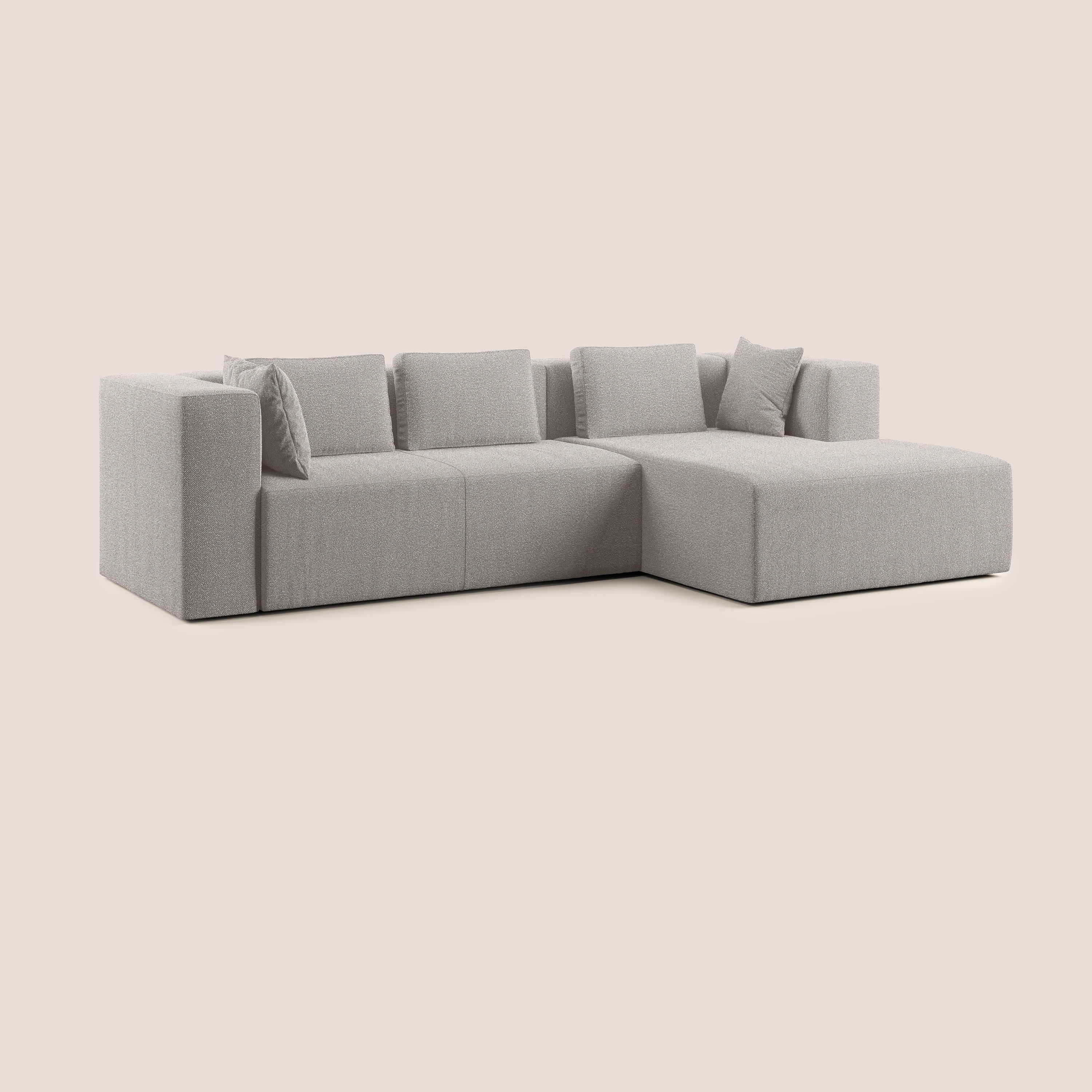 Nettuno canapé d'angle modulable en bouclette douce T07 gris - Image 2