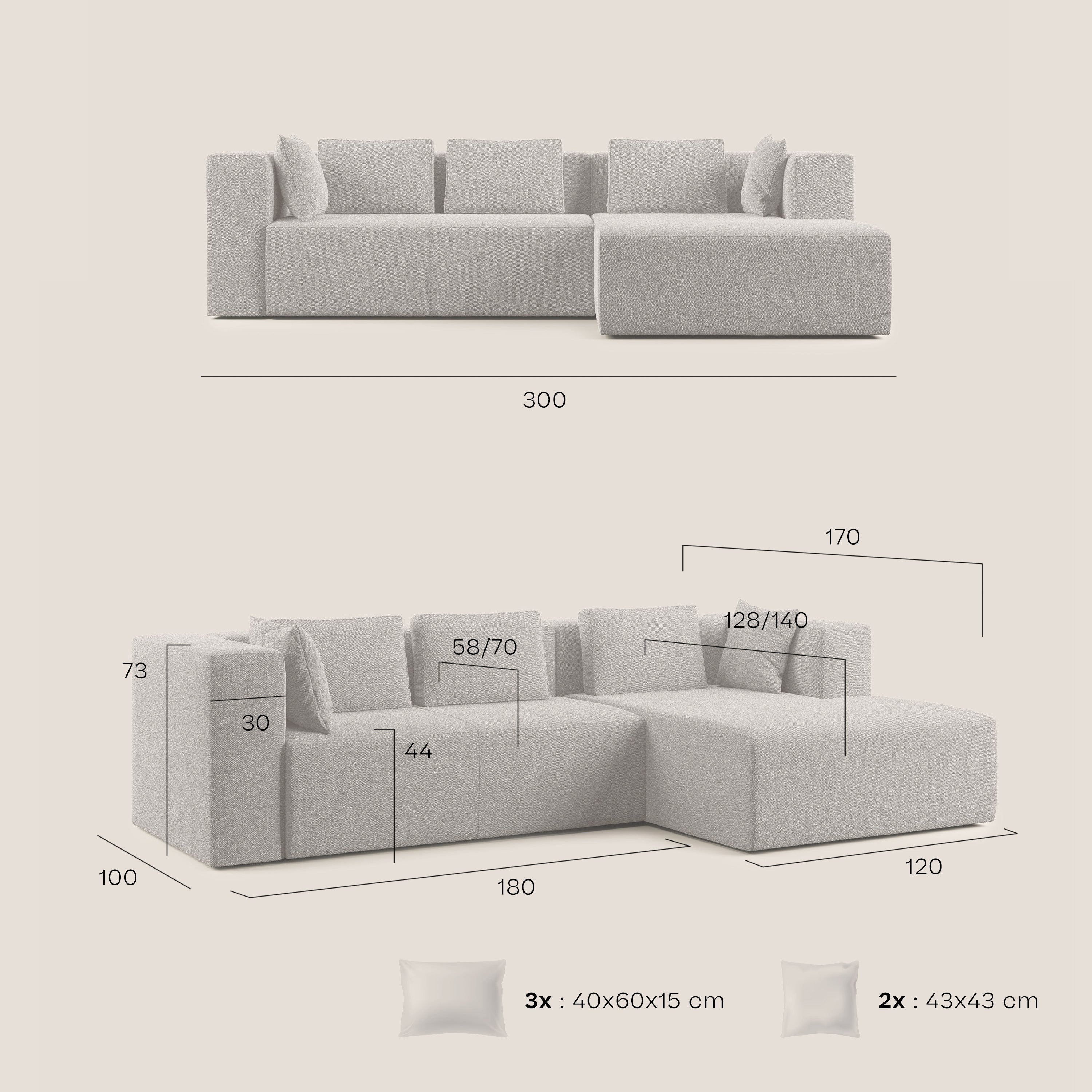 Nettuno canapé d'angle modulable en bouclette douce T07 vert - Image 11