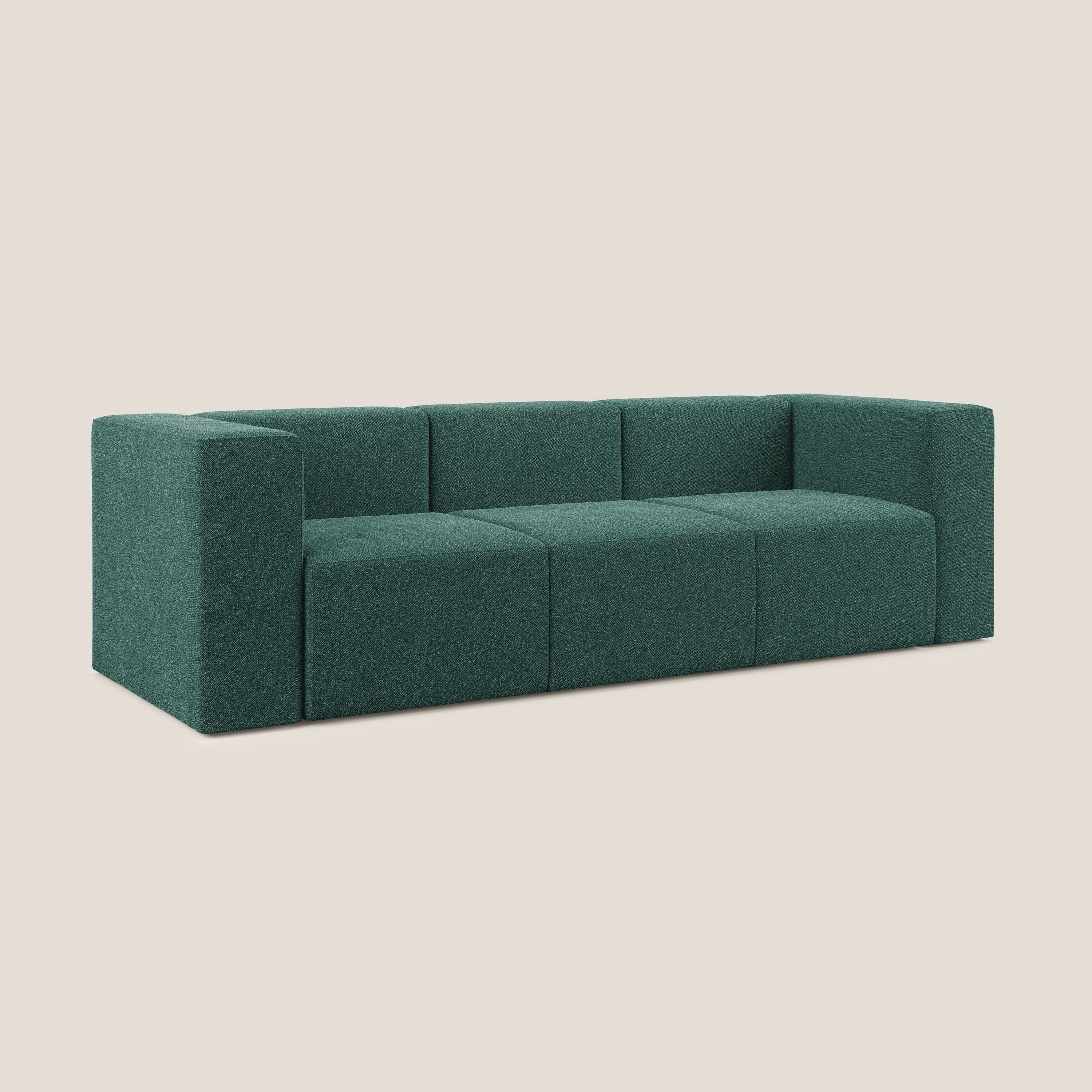 Nettuno canapé moderne modulable 3 assises en bouclette douce T07 vert - Image 3