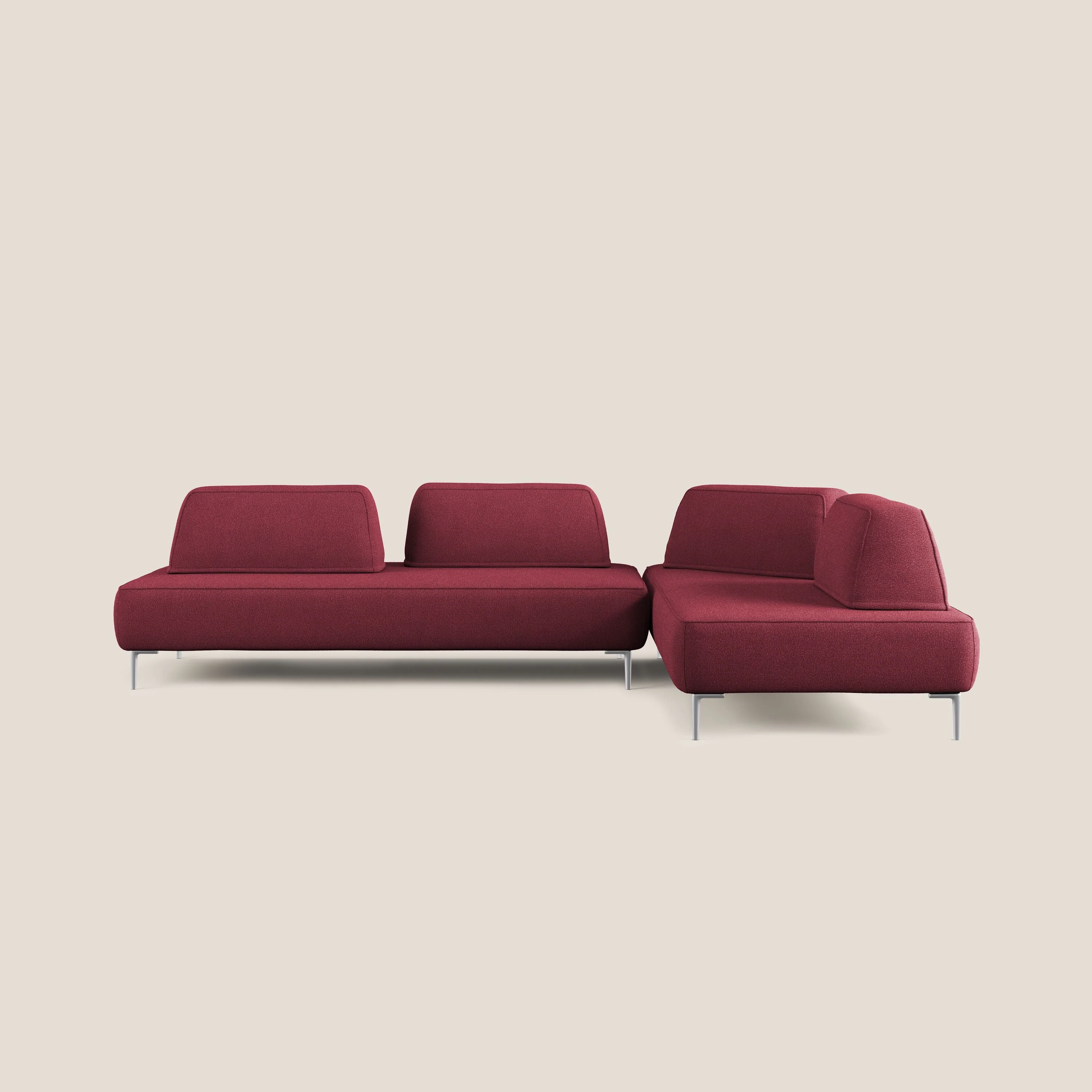 Newton canapé d'angle modulable avec dossiers amovibles en T07 rouge