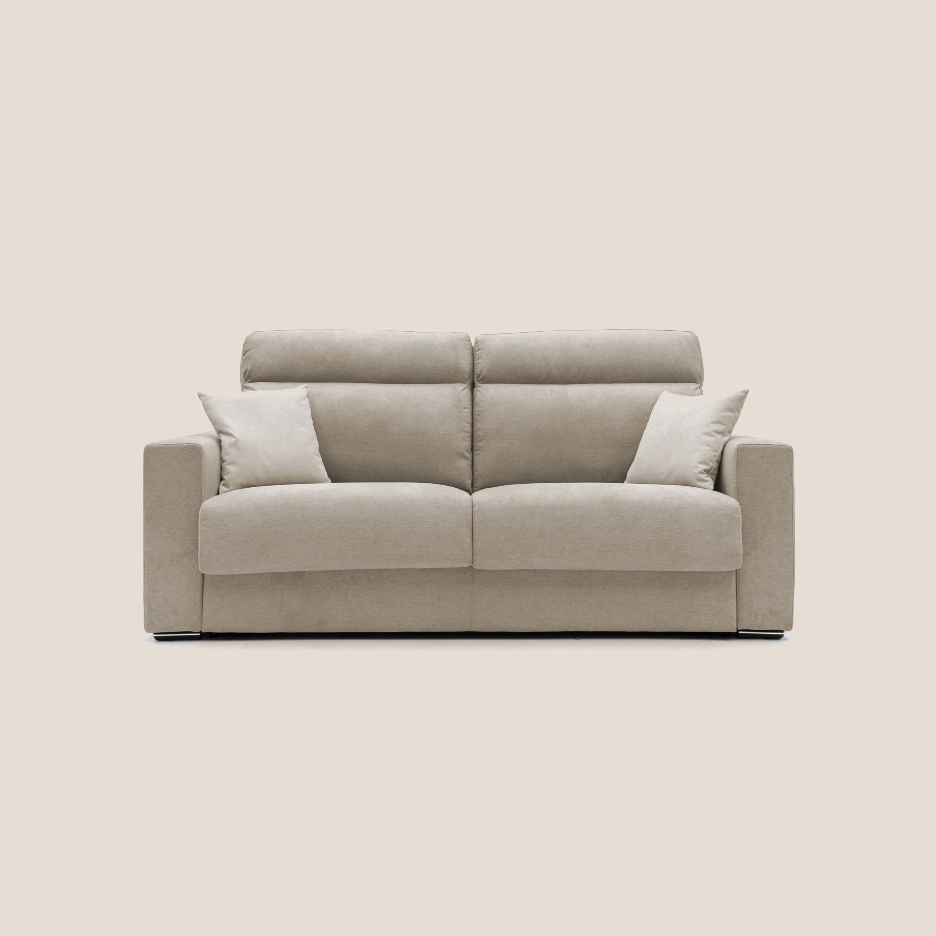Nikita canapé lit convertible avec haut dossier moelleux en tissu doux imperméable T02 beige