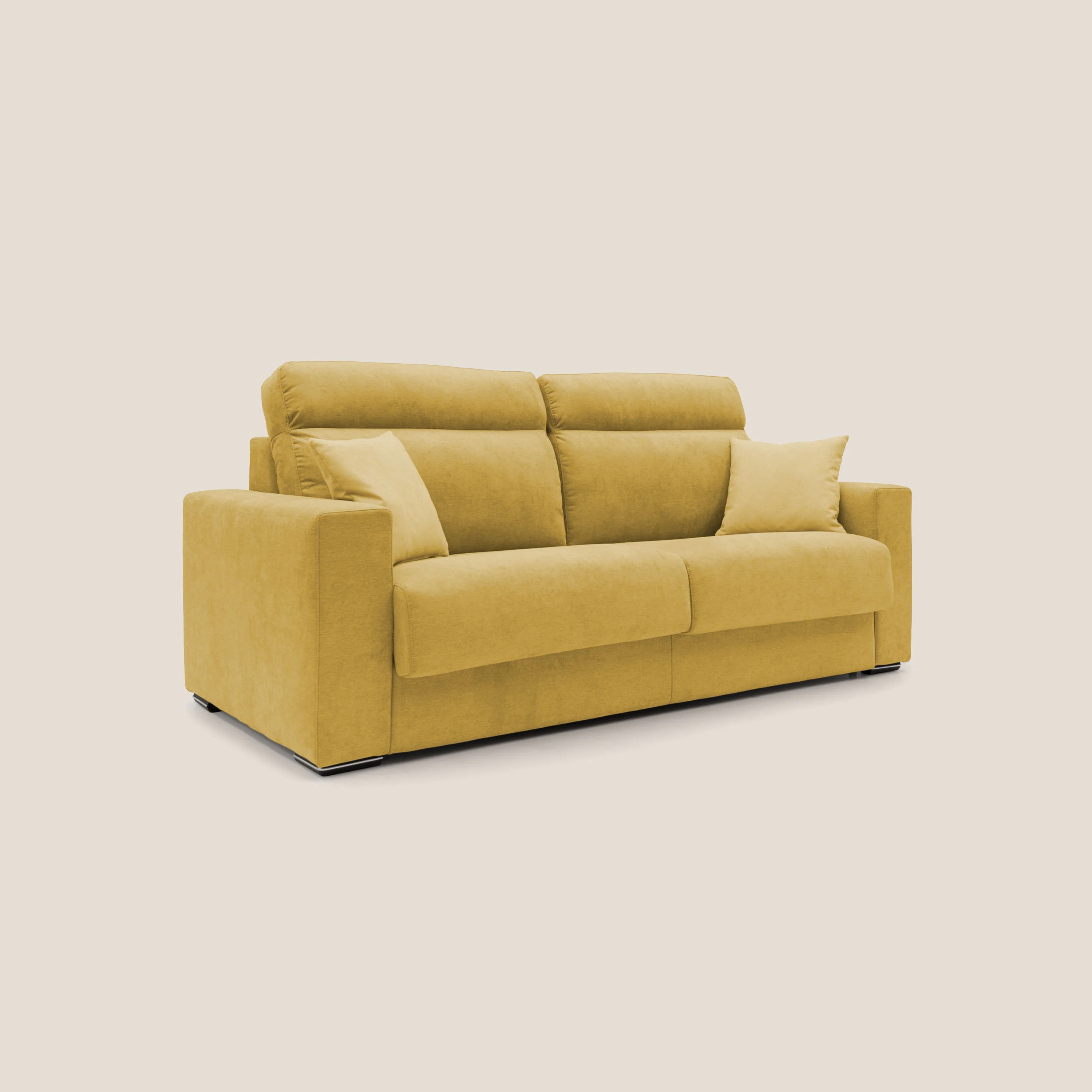 Nikita canapé lit convertible avec haut dossier moelleux en tissu doux imperméable T02 jaune - Image 3