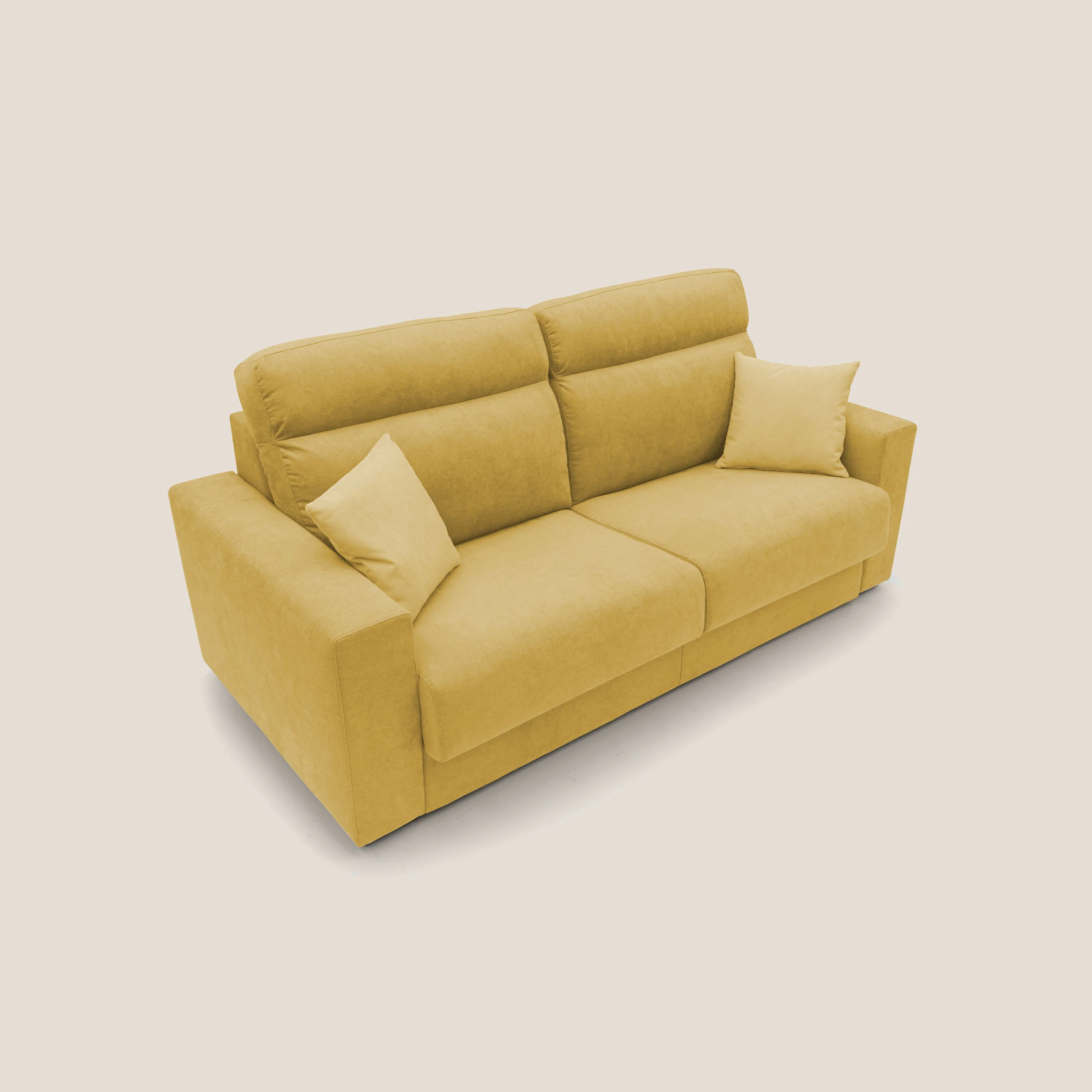 Nikita canapé lit convertible avec haut dossier moelleux en tissu doux imperméable T02 jaune - Image 7