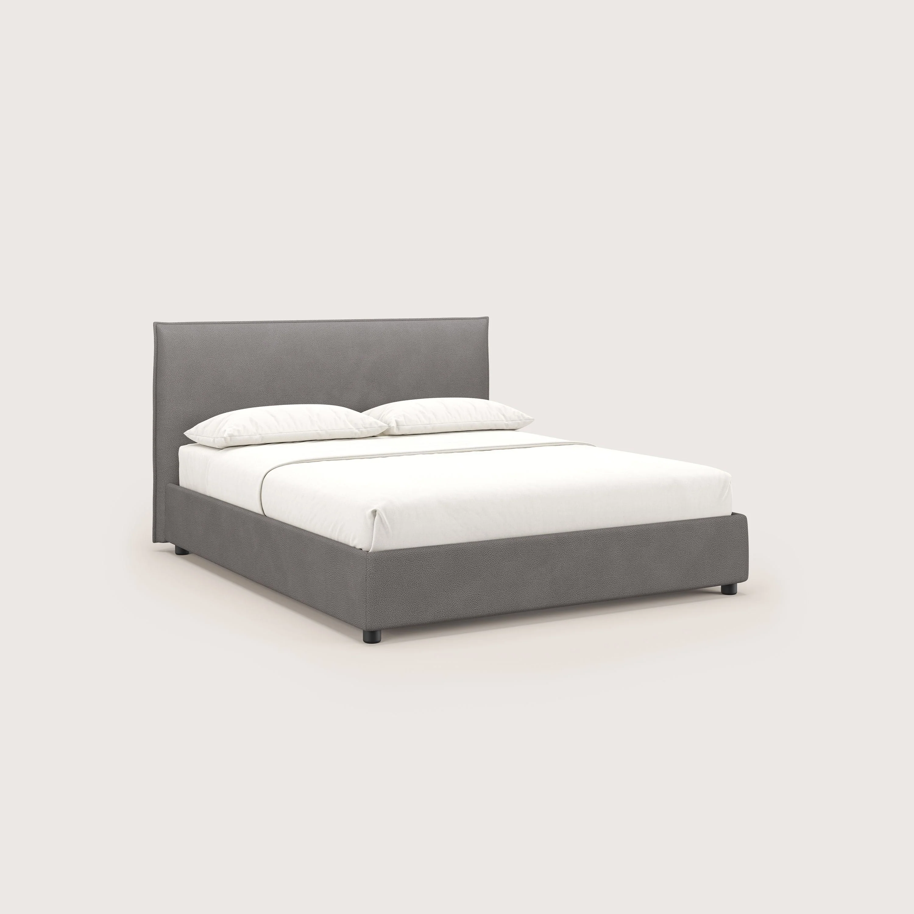 Nina lit coffre au design minimaliste en microfibre détachable effet cuir T15 anthracite