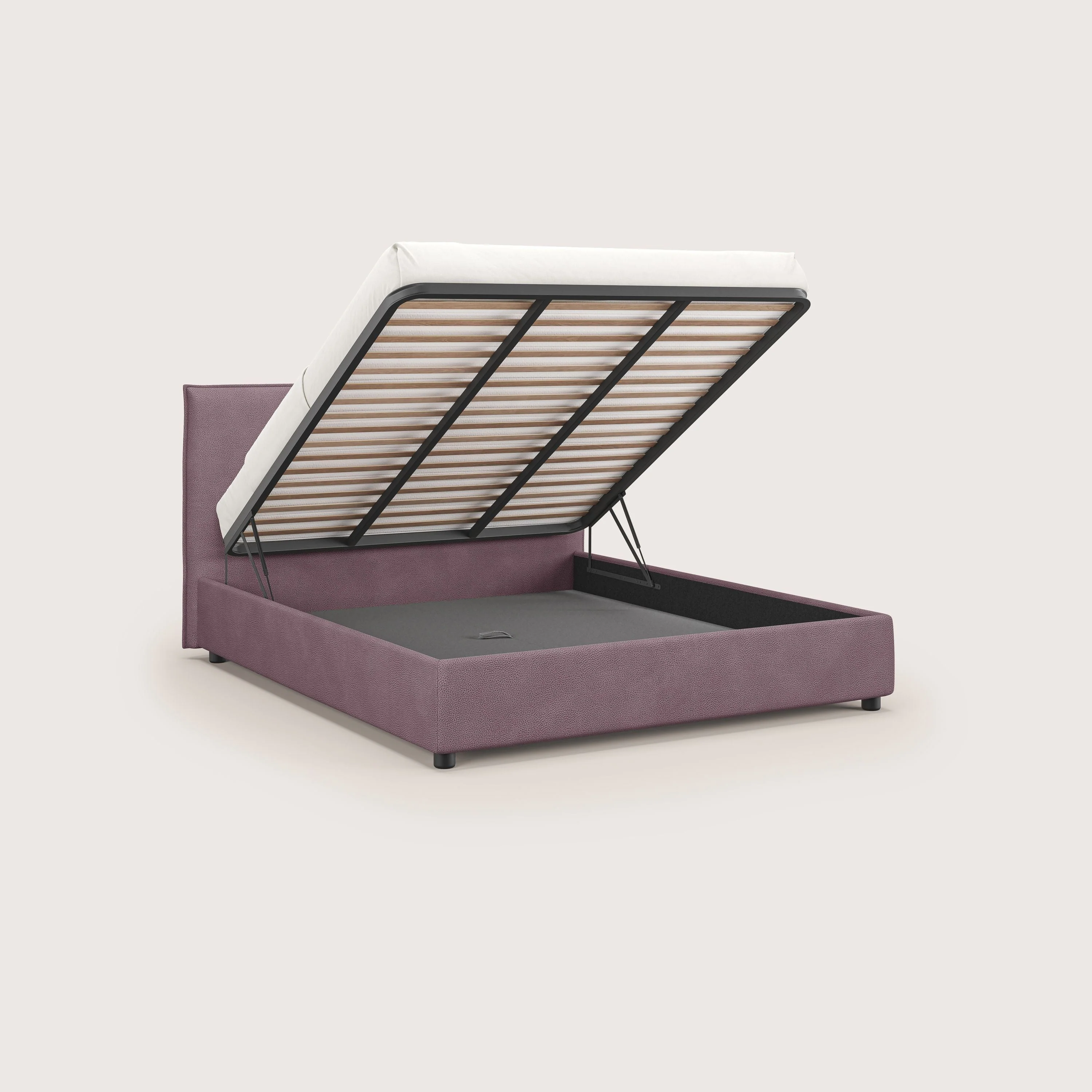 Nina lit coffre au design minimaliste en microfibre détachable effet cuir T15 rose - Image 2
