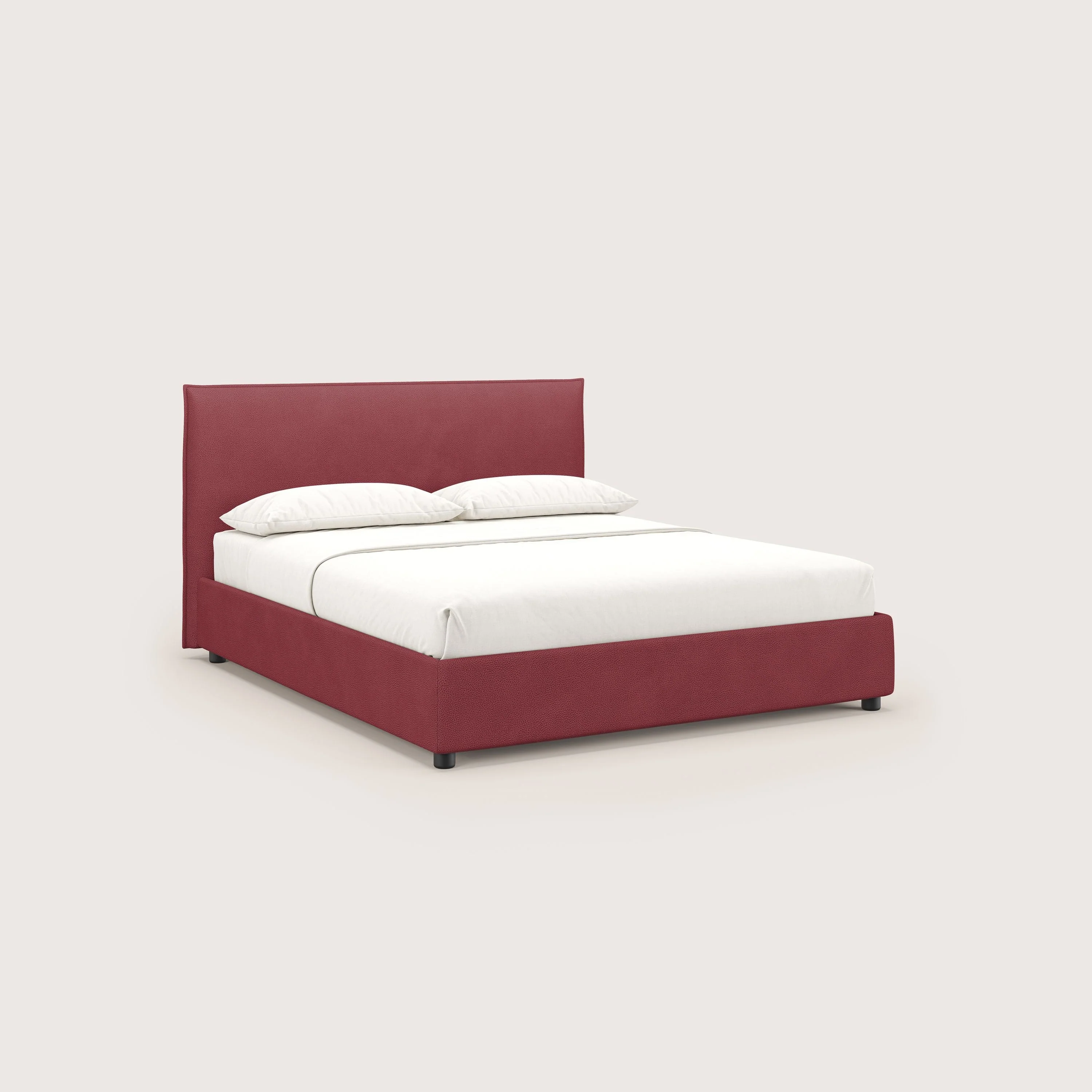 Nina lit coffre au design minimaliste en microfibre détachable effet cuir T15 rouge