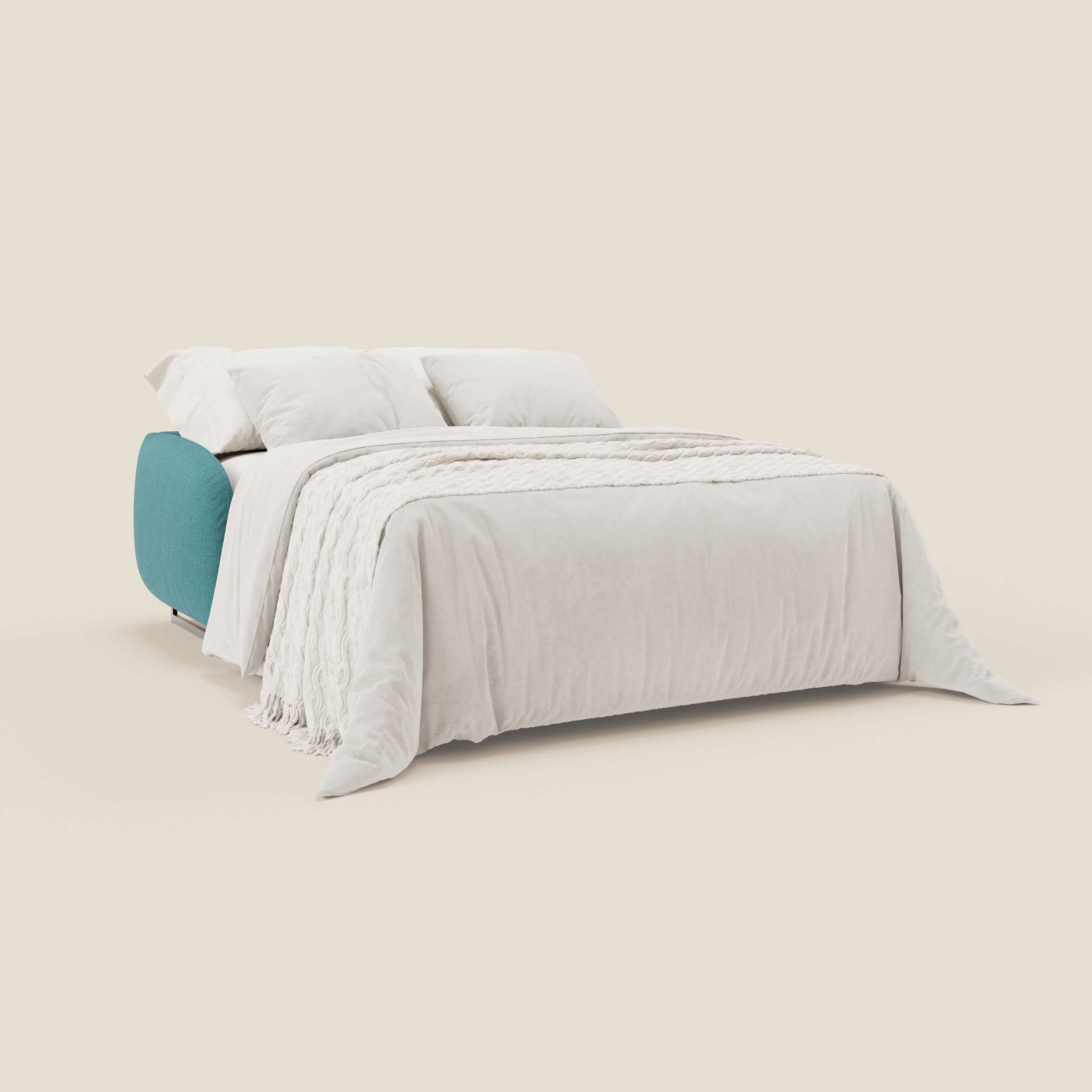 Ninfea Canapé convertible de design avec pieds hauts en métal et matelas H18 cm en tissu imperméable T03 bleu ciel - Image 2