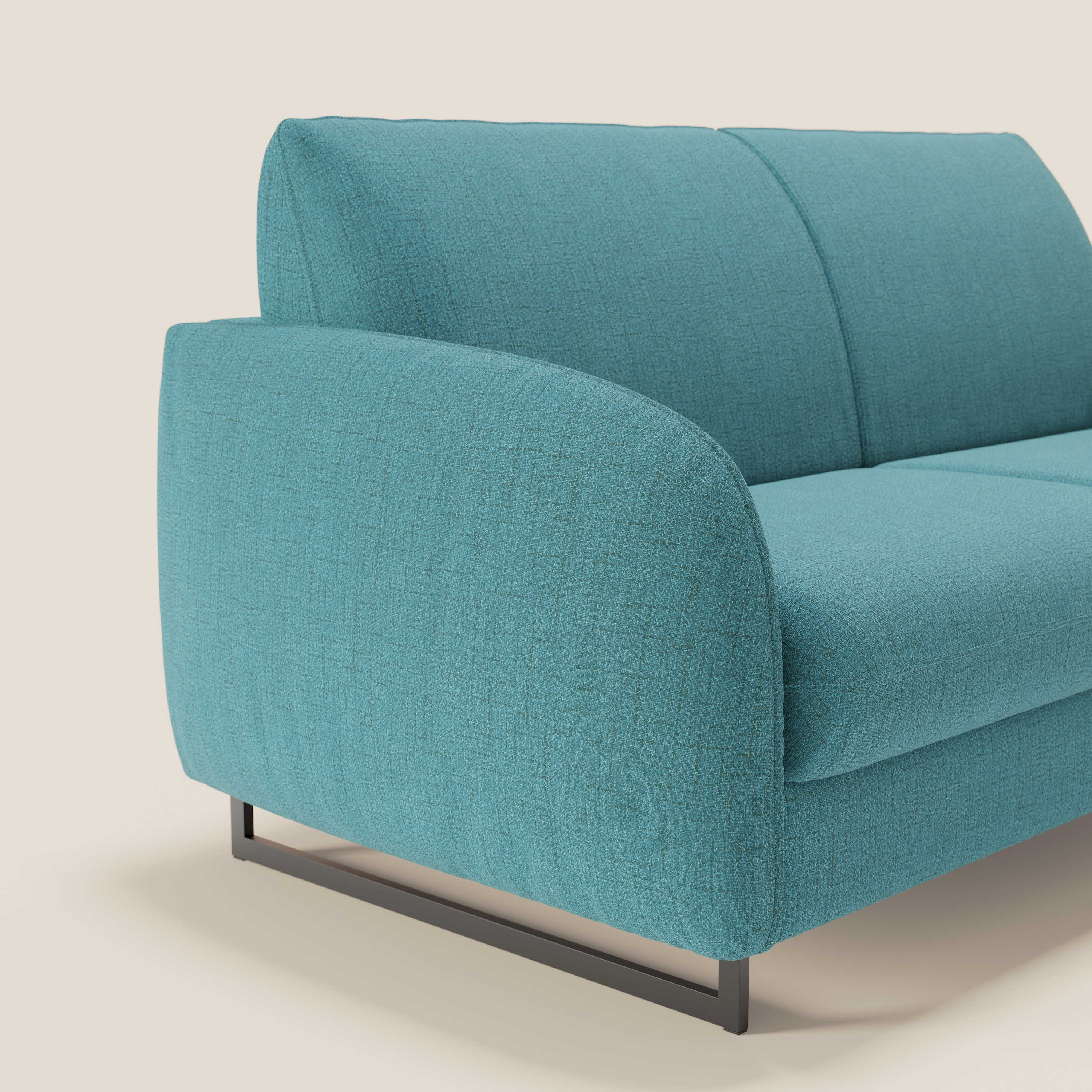 Ninfea Canapé convertible de design avec pieds hauts en métal et matelas H18 cm en tissu imperméable T03 bleu ciel - Image 4