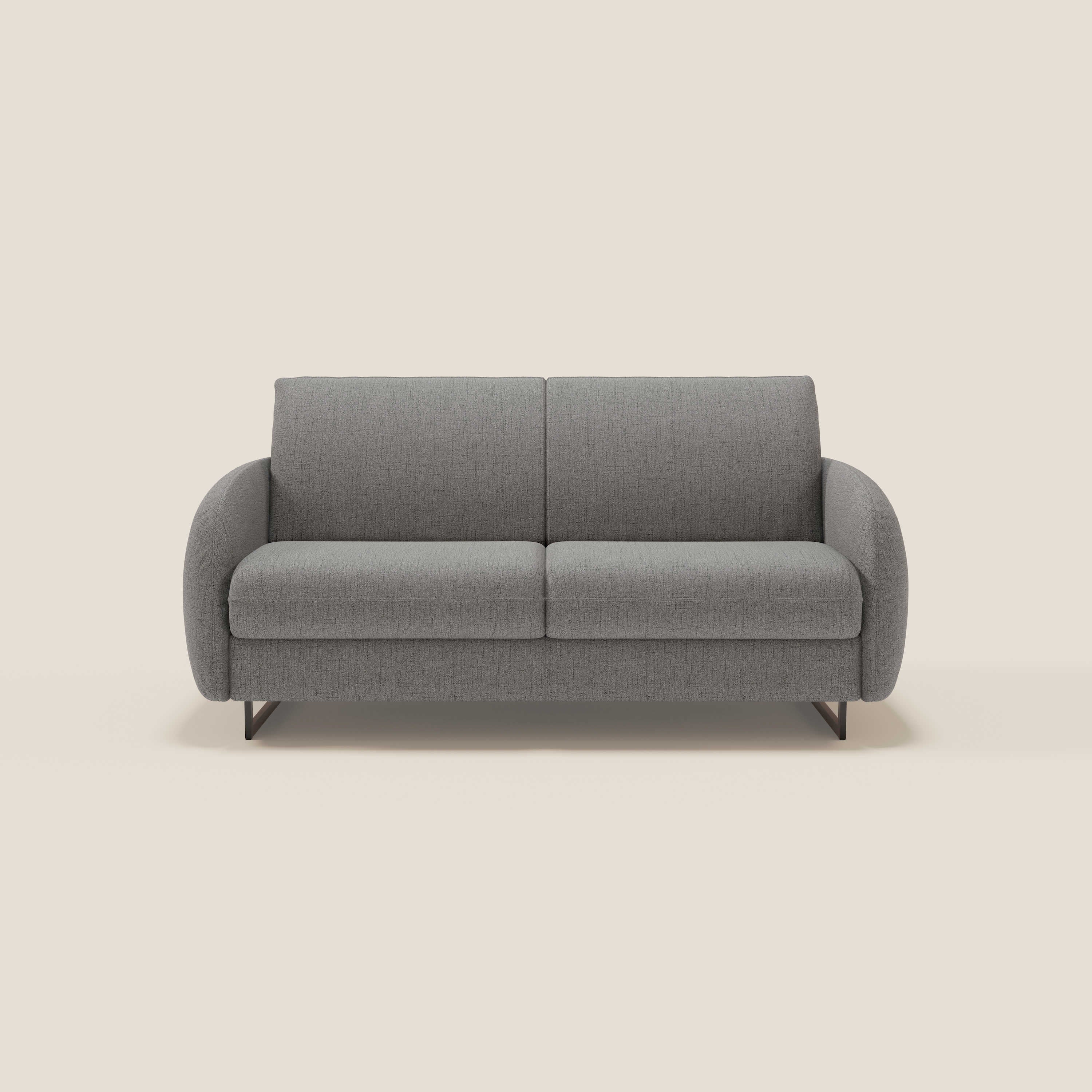 Ninfea Canapé convertible de design avec pieds hauts en métal et matelas H18 cm en tissu imperméable T03 gris