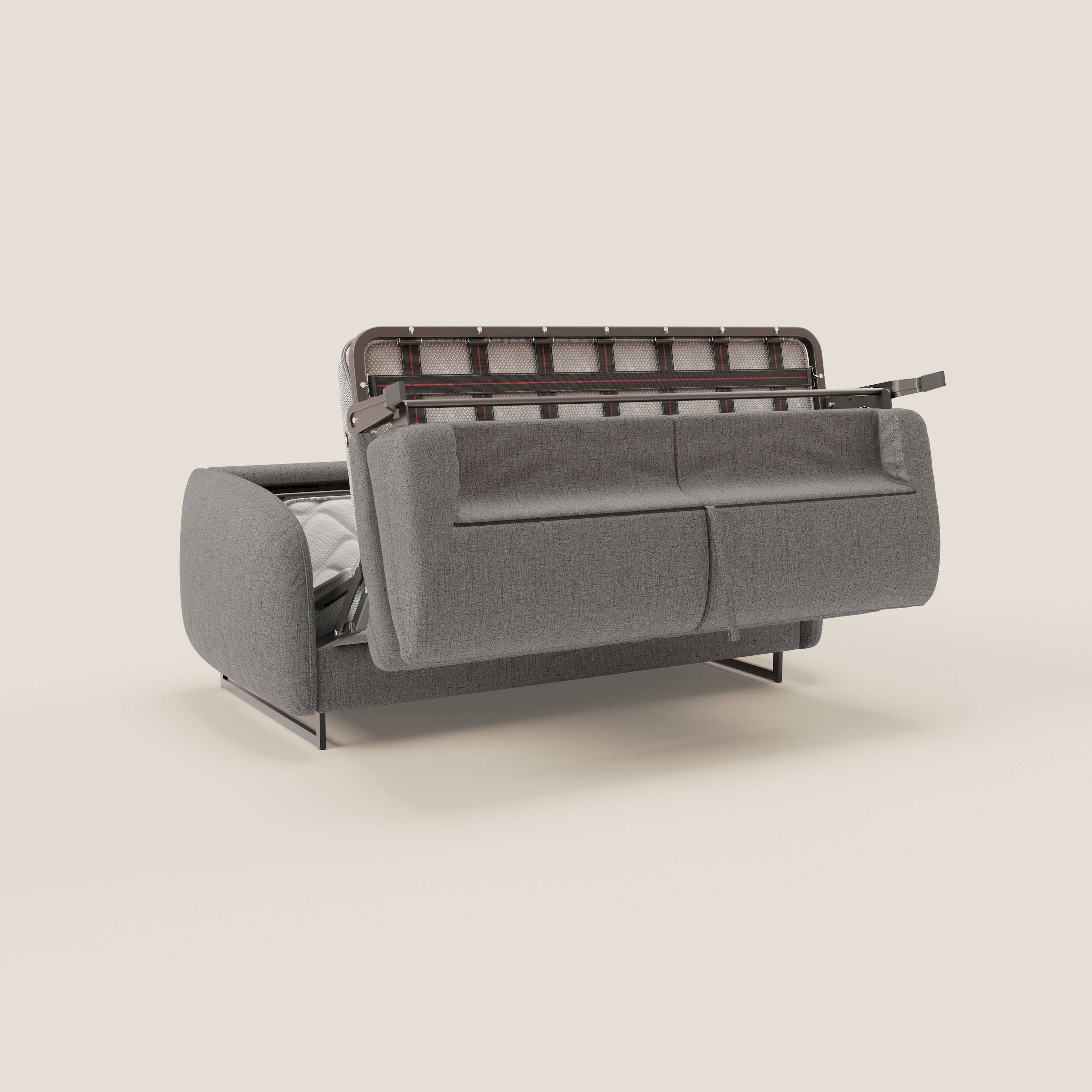 Ninfea Canapé convertible de design avec pieds hauts en métal et matelas H18 cm en tissu imperméable T03 gris - Image 10