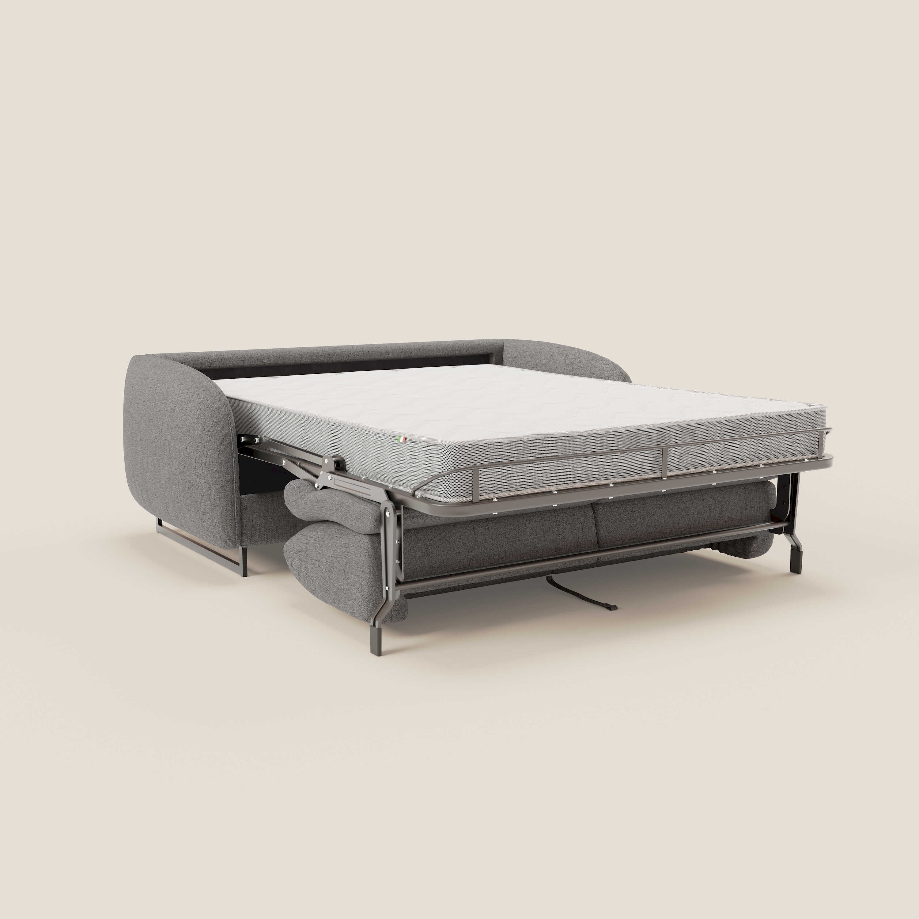 Ninfea Canapé convertible de design avec pieds hauts en métal et matelas H18 cm en tissu imperméable T03 gris - Image 11
