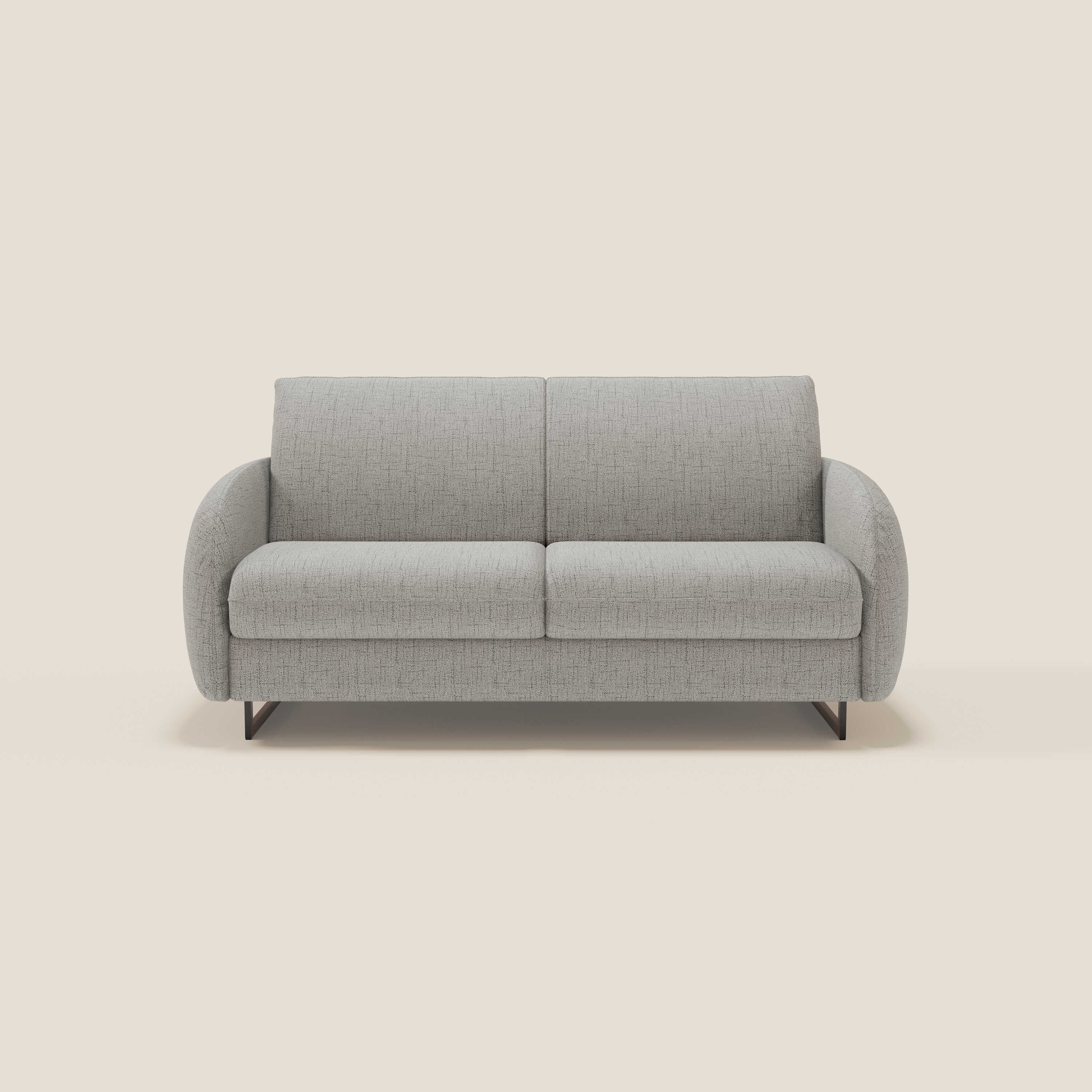 Ninfea Canapé convertible de design avec pieds hauts en métal et matelas H18 cm en tissu imperméable T03 gris clair