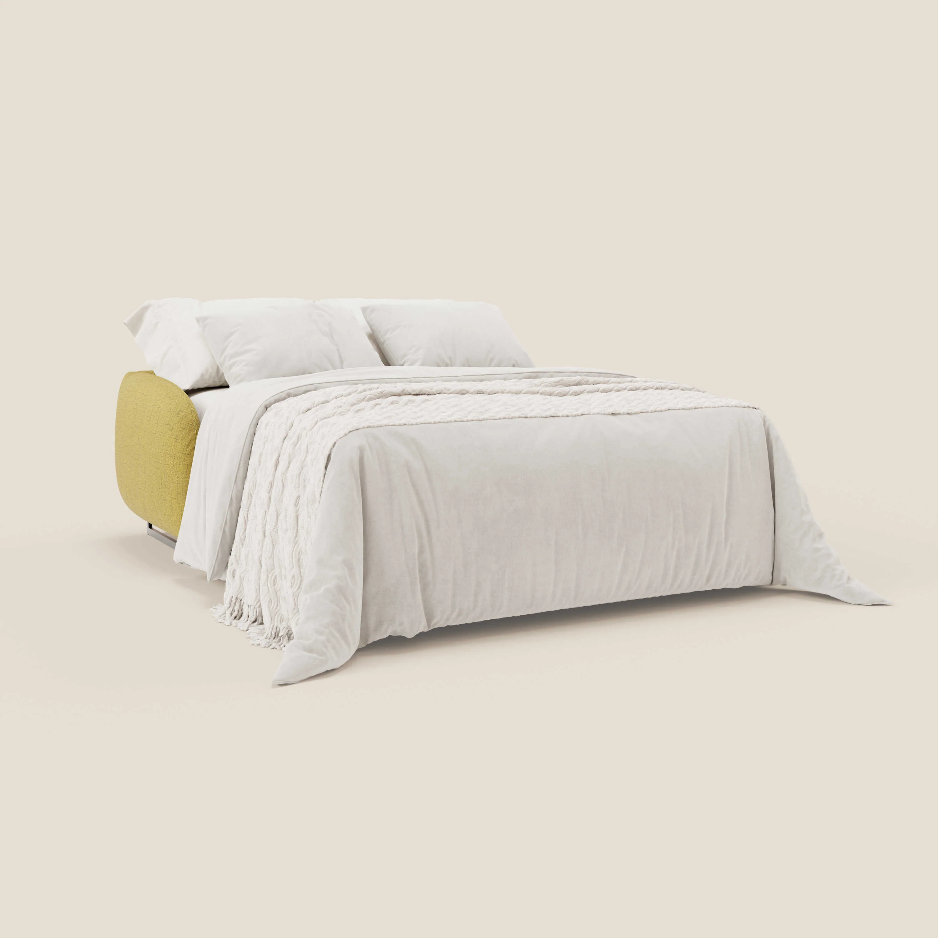 Ninfea Canapé convertible de design avec pieds hauts en métal et matelas H18 cm en tissu imperméable T03 jaune - Image 2