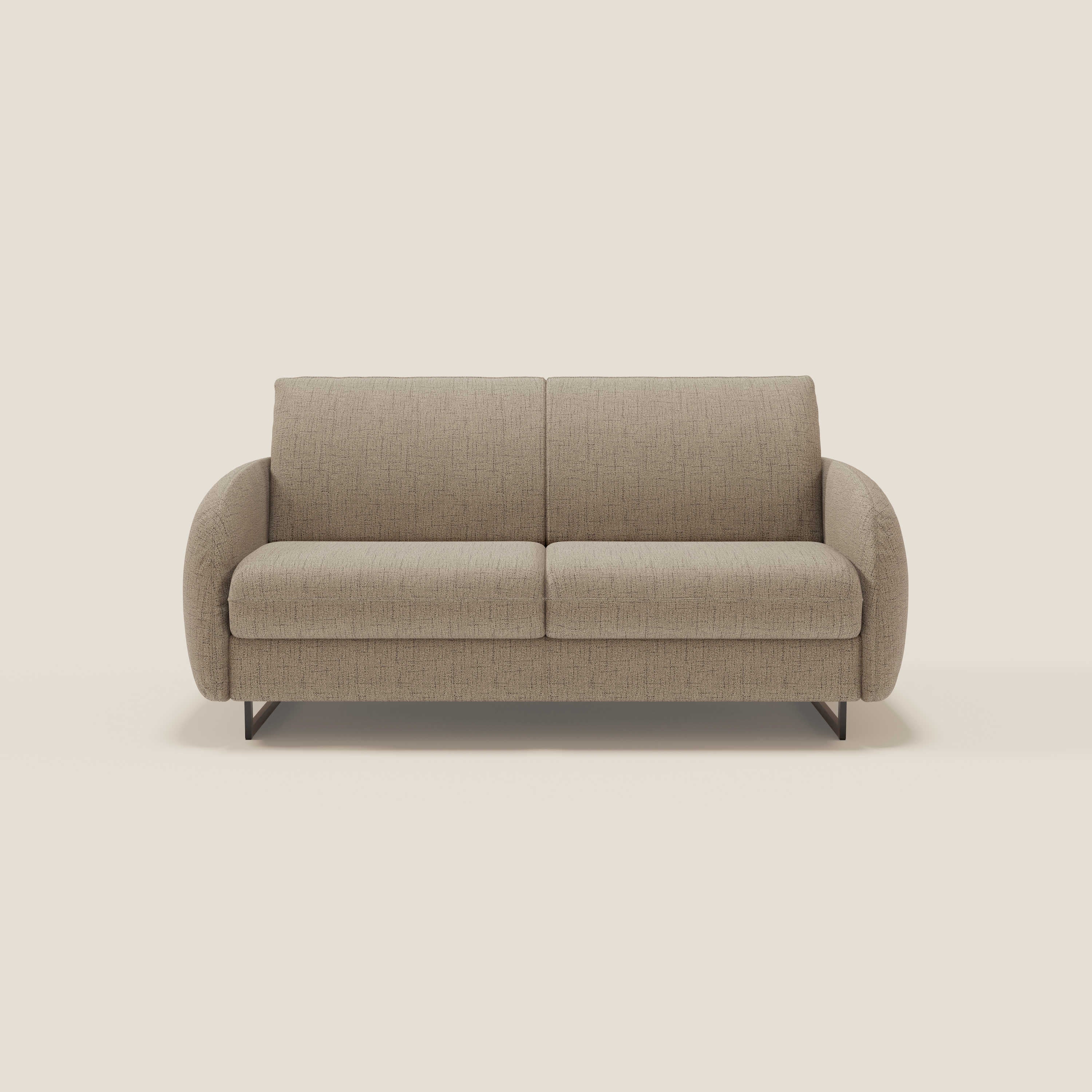 Ninfea Canapé convertible de design avec pieds hauts en métal et matelas H18 cm en tissu imperméable T03 marron