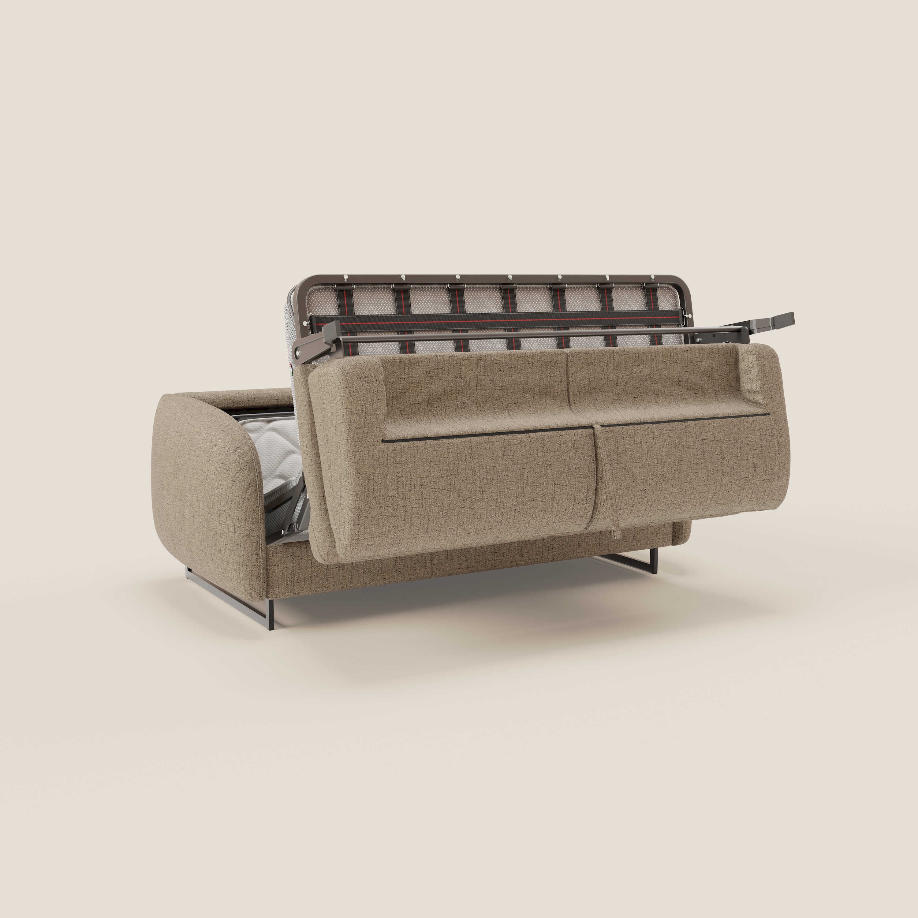 Ninfea Canapé convertible de design avec pieds hauts en métal et matelas H18 cm en tissu imperméable T03 marron - Image 10