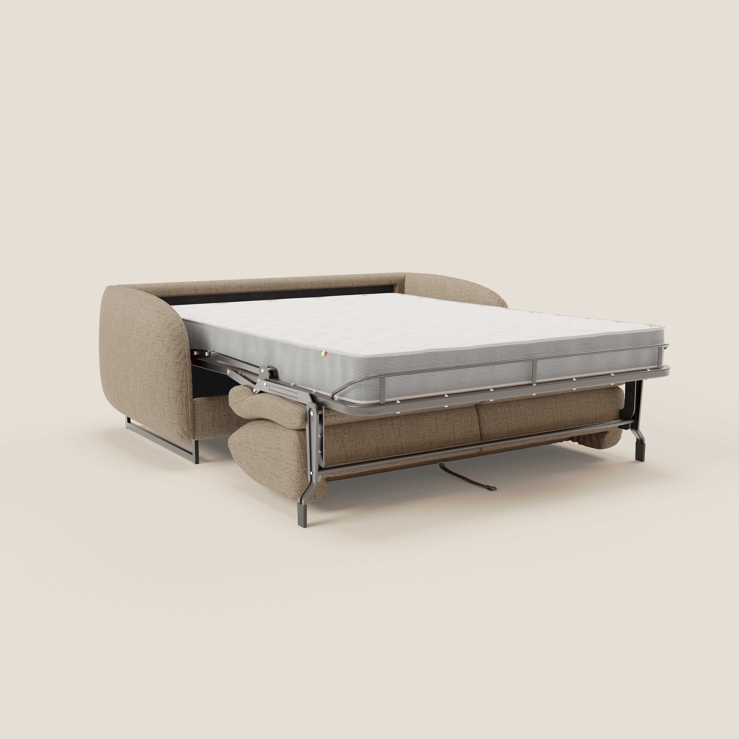 Ninfea Canapé convertible de design avec pieds hauts en métal et matelas H18 cm en tissu imperméable T03 marron - Image 11