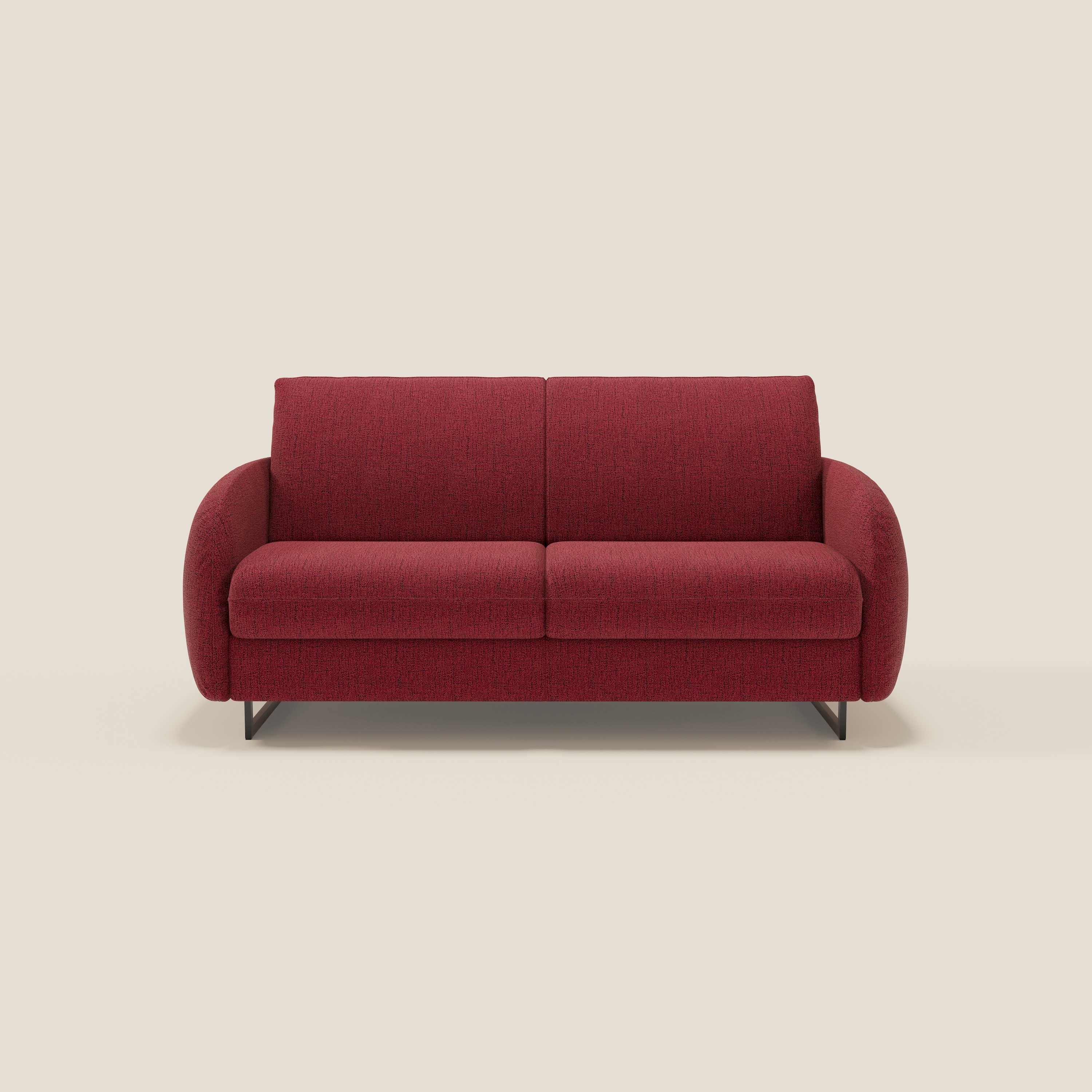 Ninfea Canapé convertible de design avec pieds hauts en métal et matelas H18 cm en tissu imperméable T03 rouge