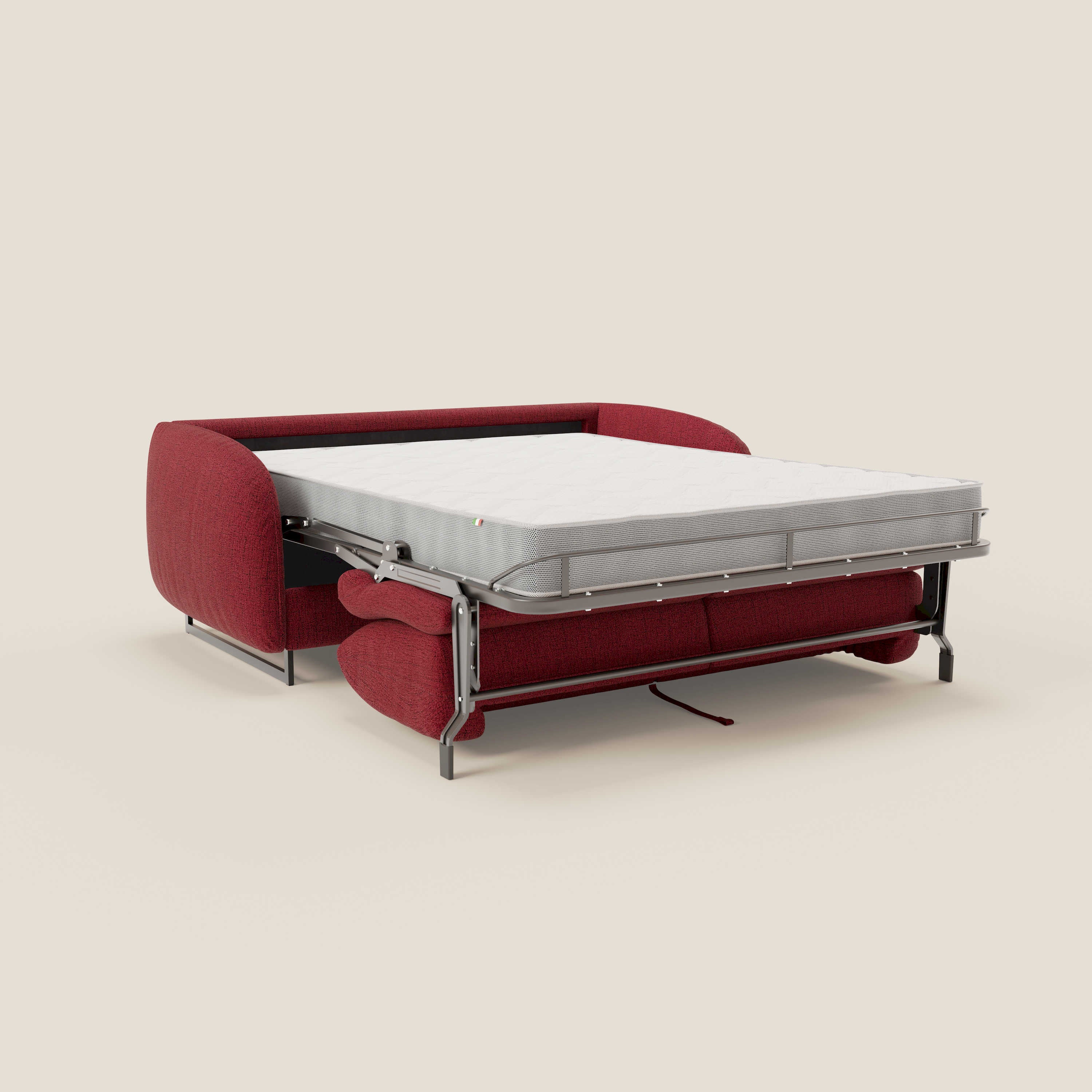Ninfea Canapé convertible de design avec pieds hauts en métal et matelas H18 cm en tissu imperméable T03 rouge - Image 11