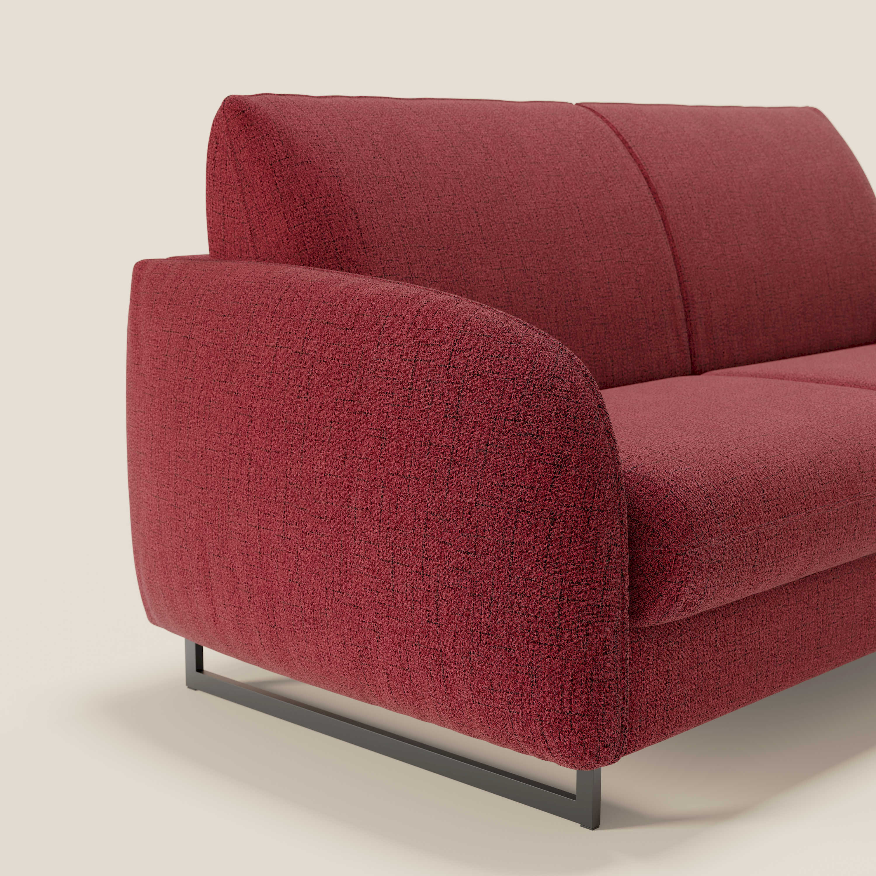 Ninfea Canapé convertible de design avec pieds hauts en métal et matelas H18 cm en tissu imperméable T03 rouge - Image 4