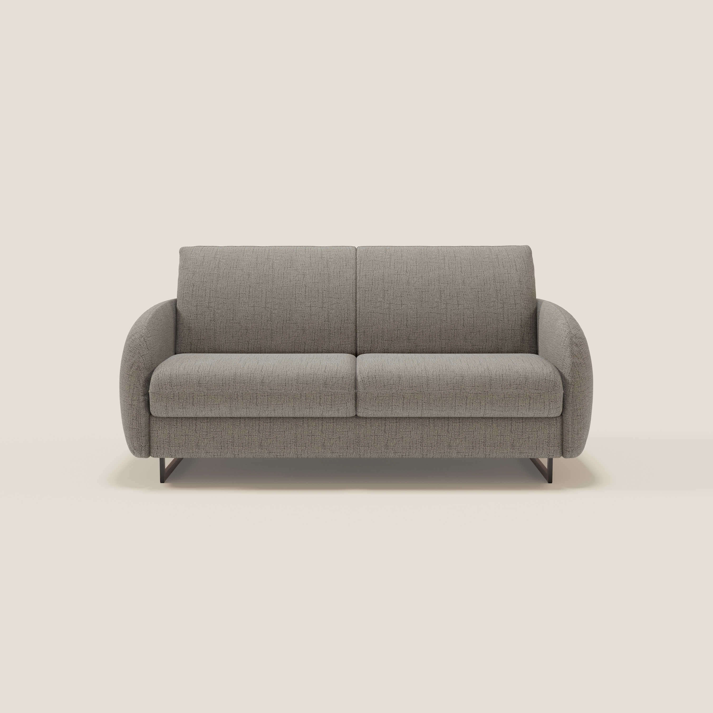 Ninfea Canapé convertible de design avec pieds hauts en métal et matelas H18 cm en tissu imperméable T03 taupe