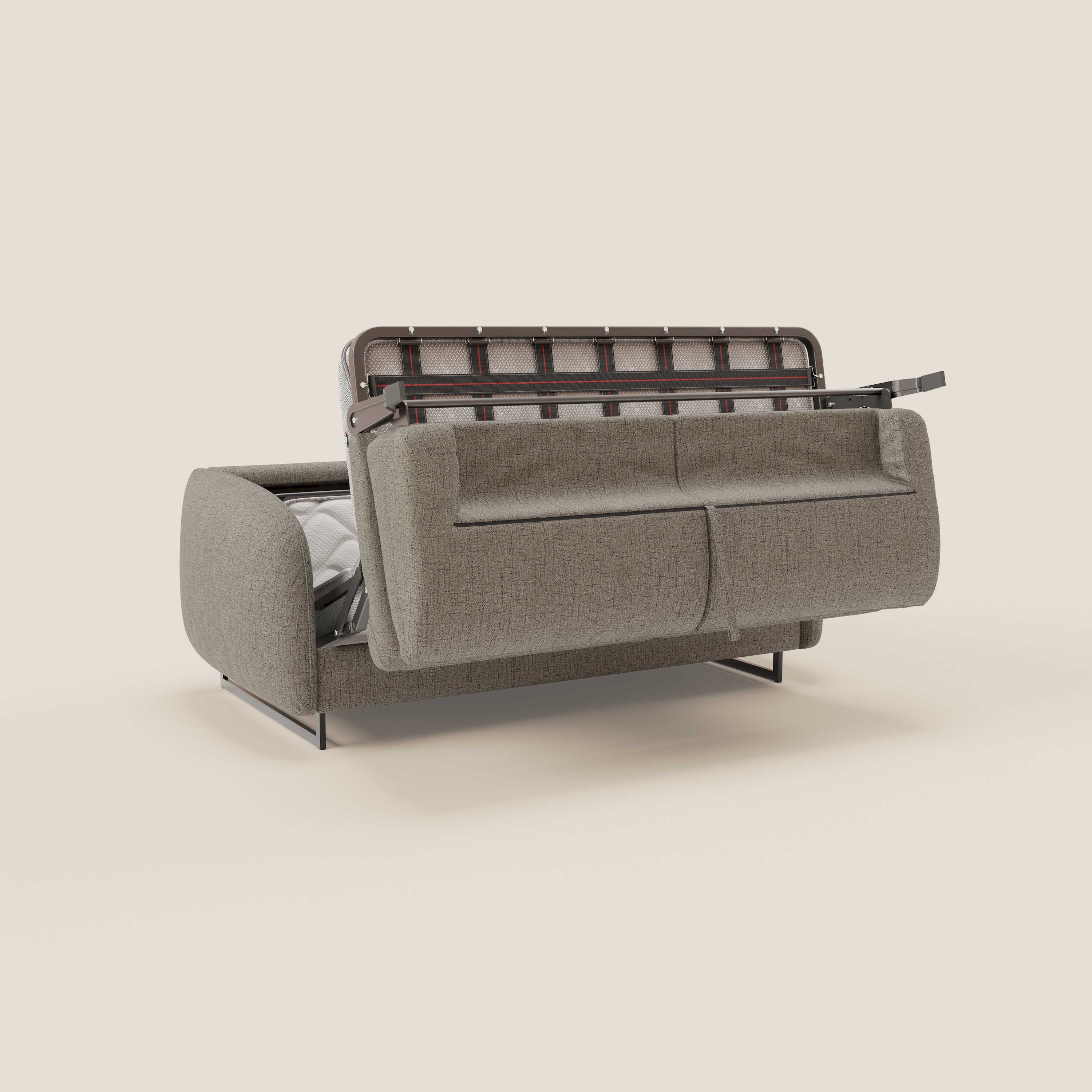 Ninfea Canapé convertible de design avec pieds hauts en métal et matelas H18 cm en tissu imperméable T03 taupe - Image 10
